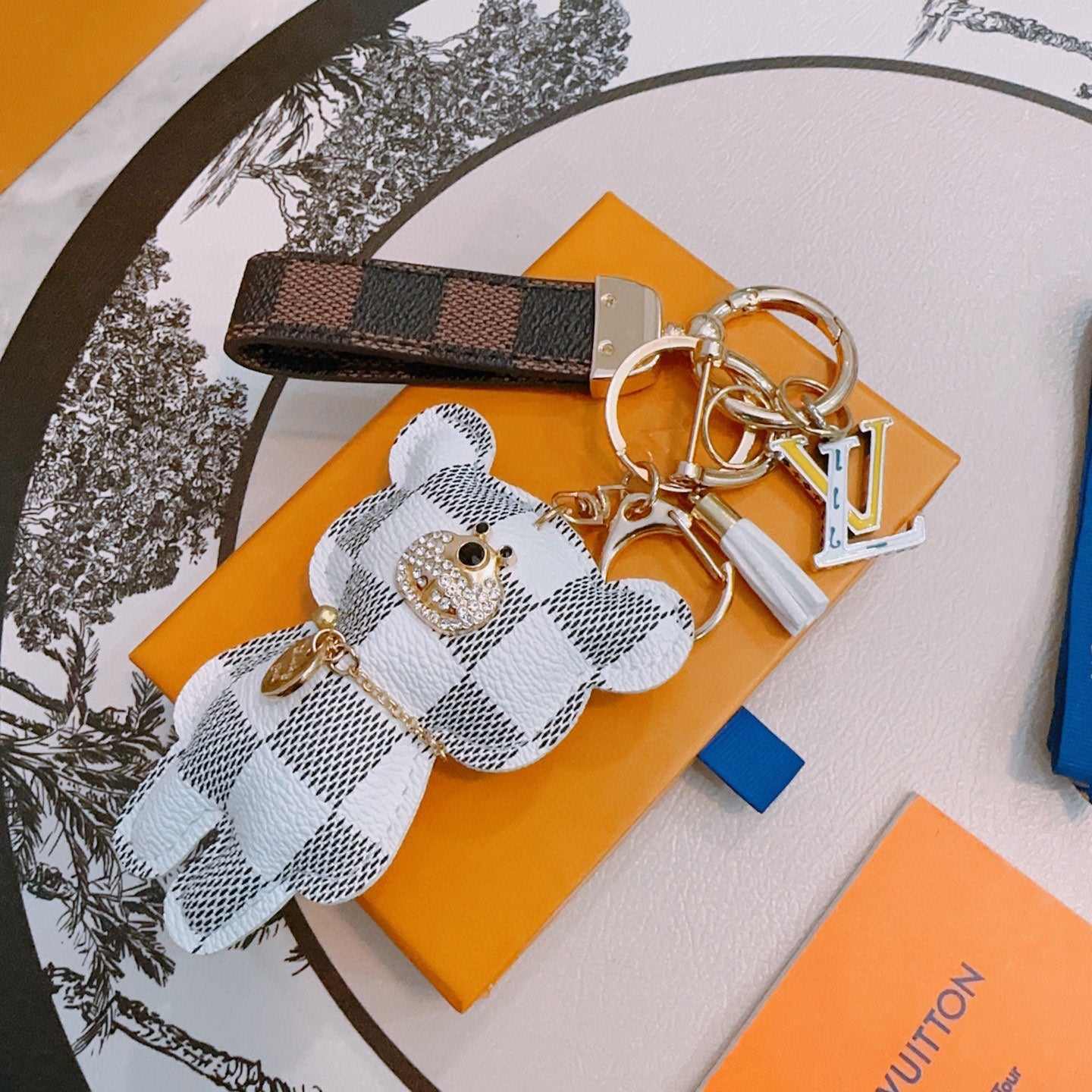 LV White Gray Bear Charm