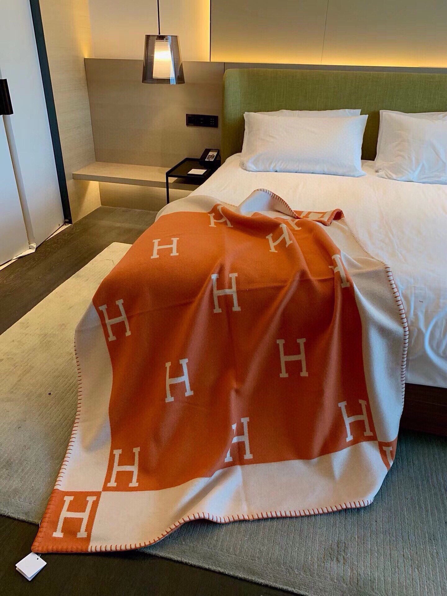 HM Blanket Orange Beige Wool Cashmere