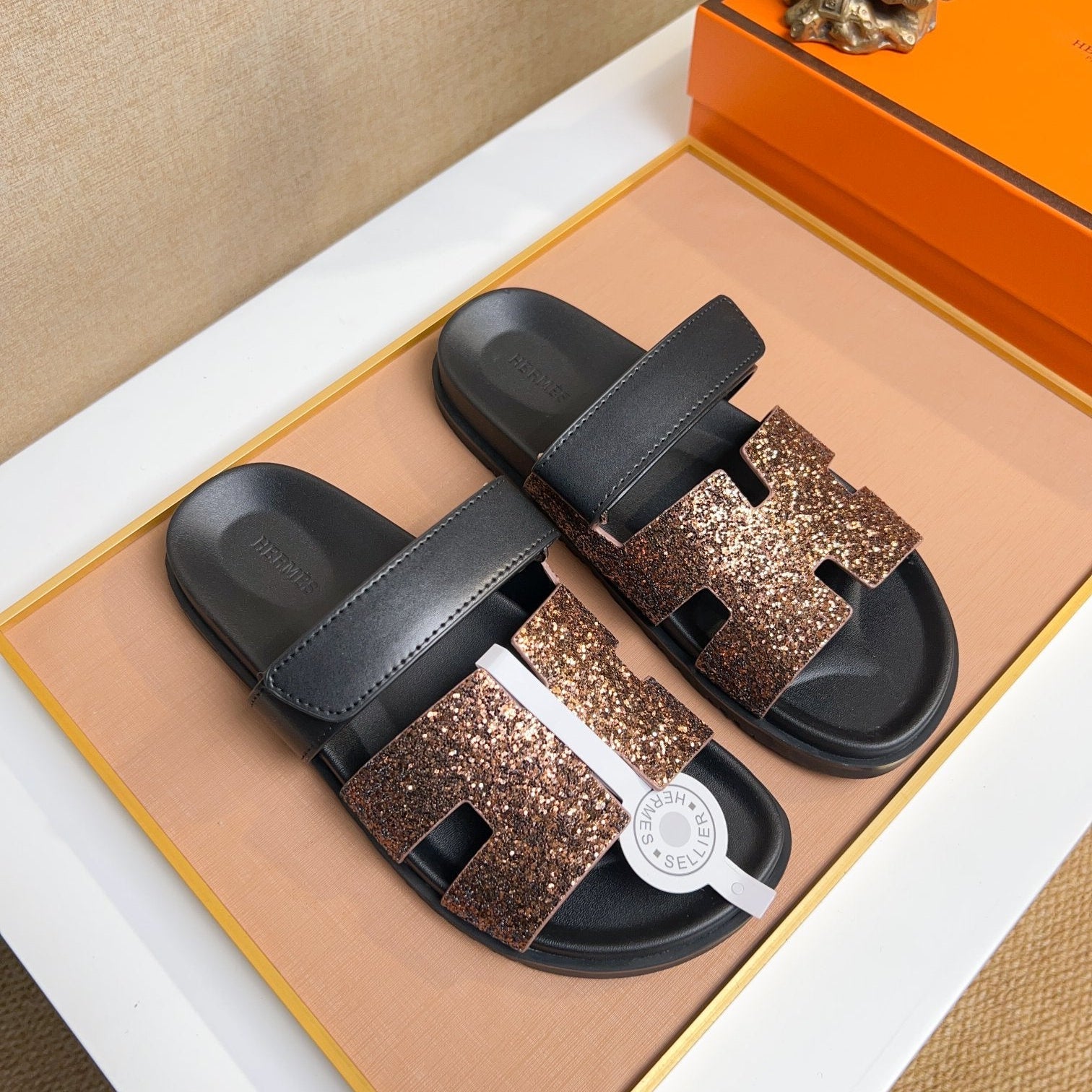 HM Men's Chypre Sandals Metallic Copper Calfskin 735678