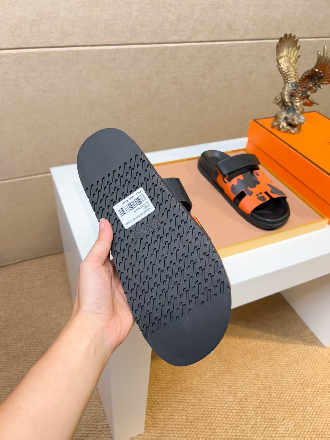 HM Men's Izmir Slide Orange Black Calfskin 744002