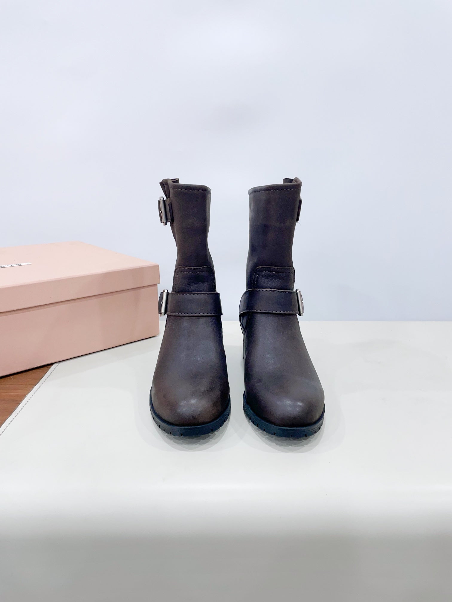 Miu Boots Dark Moccha Calfskin