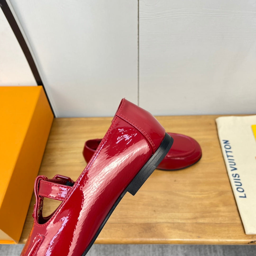 LV Soho Flat Mary Jane Red Calfskin