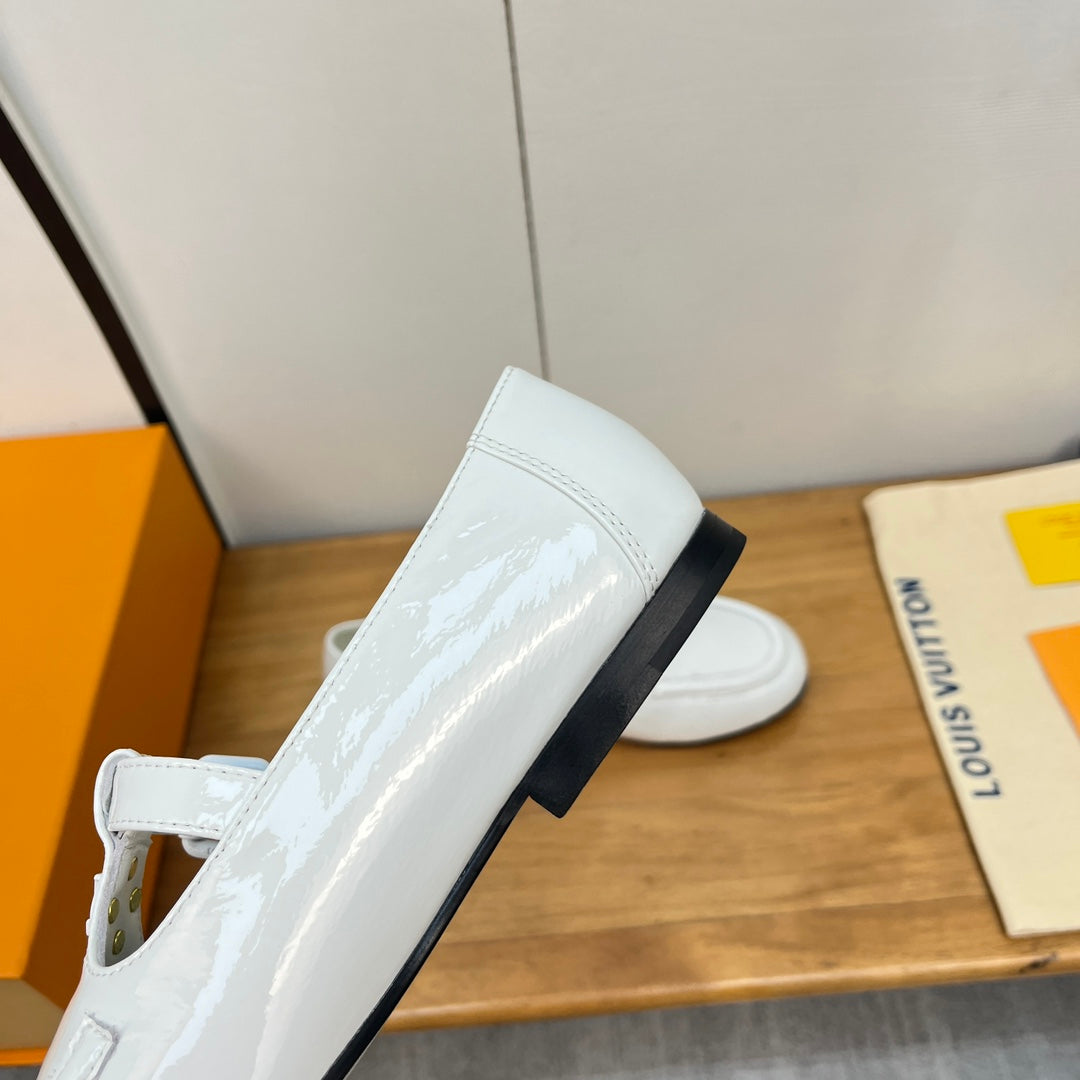 LV Soho Flat Mary Jane White Calfskin