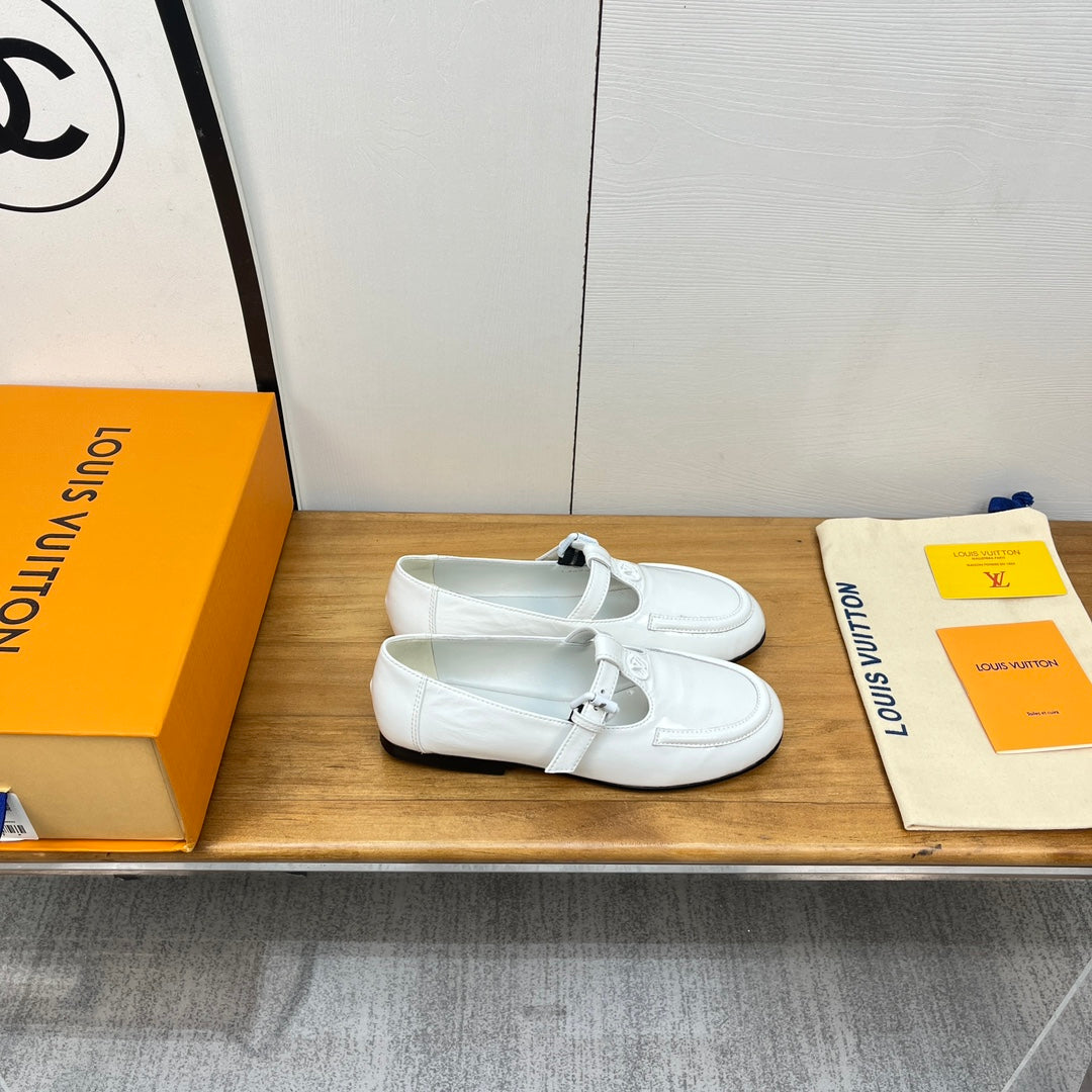 LV Soho Flat Mary Jane White Calfskin