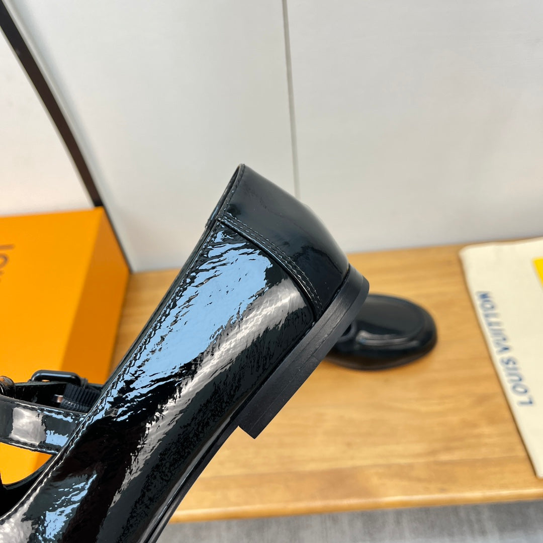LV Soho Flat Mary Jane Black Calfskin