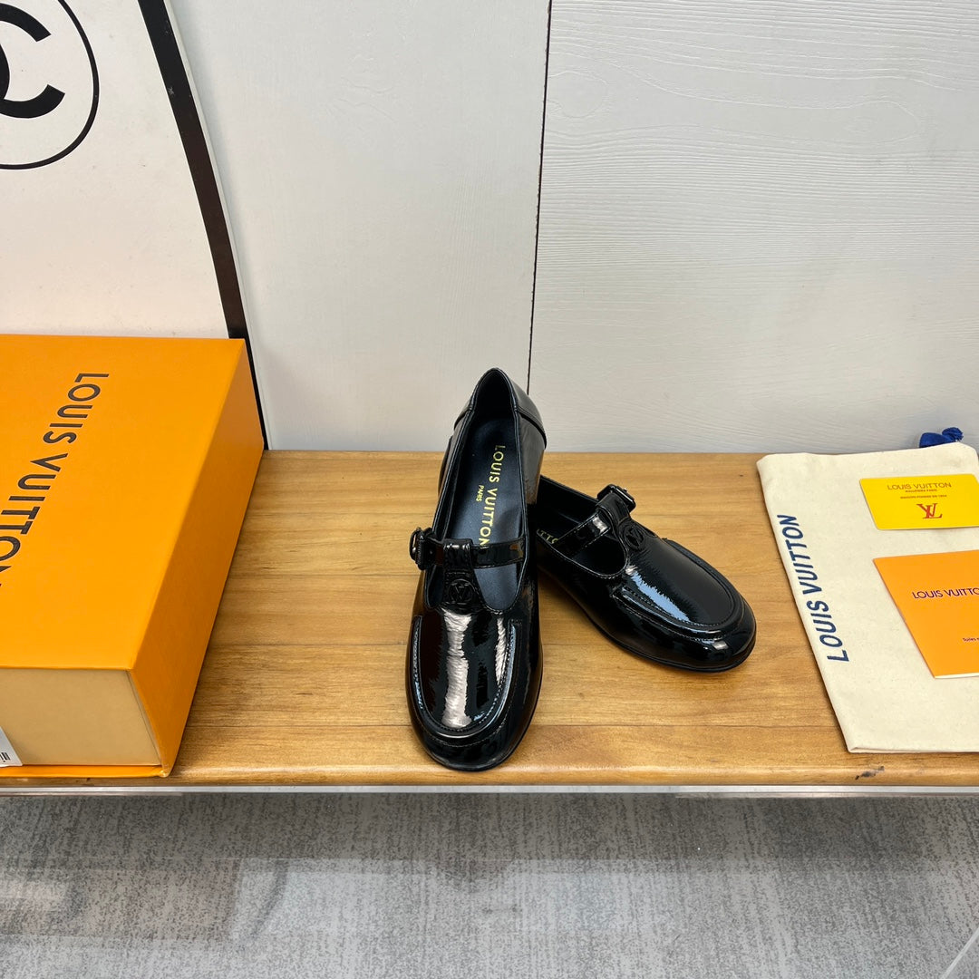 LV Soho Flat Mary Jane Black Calfskin