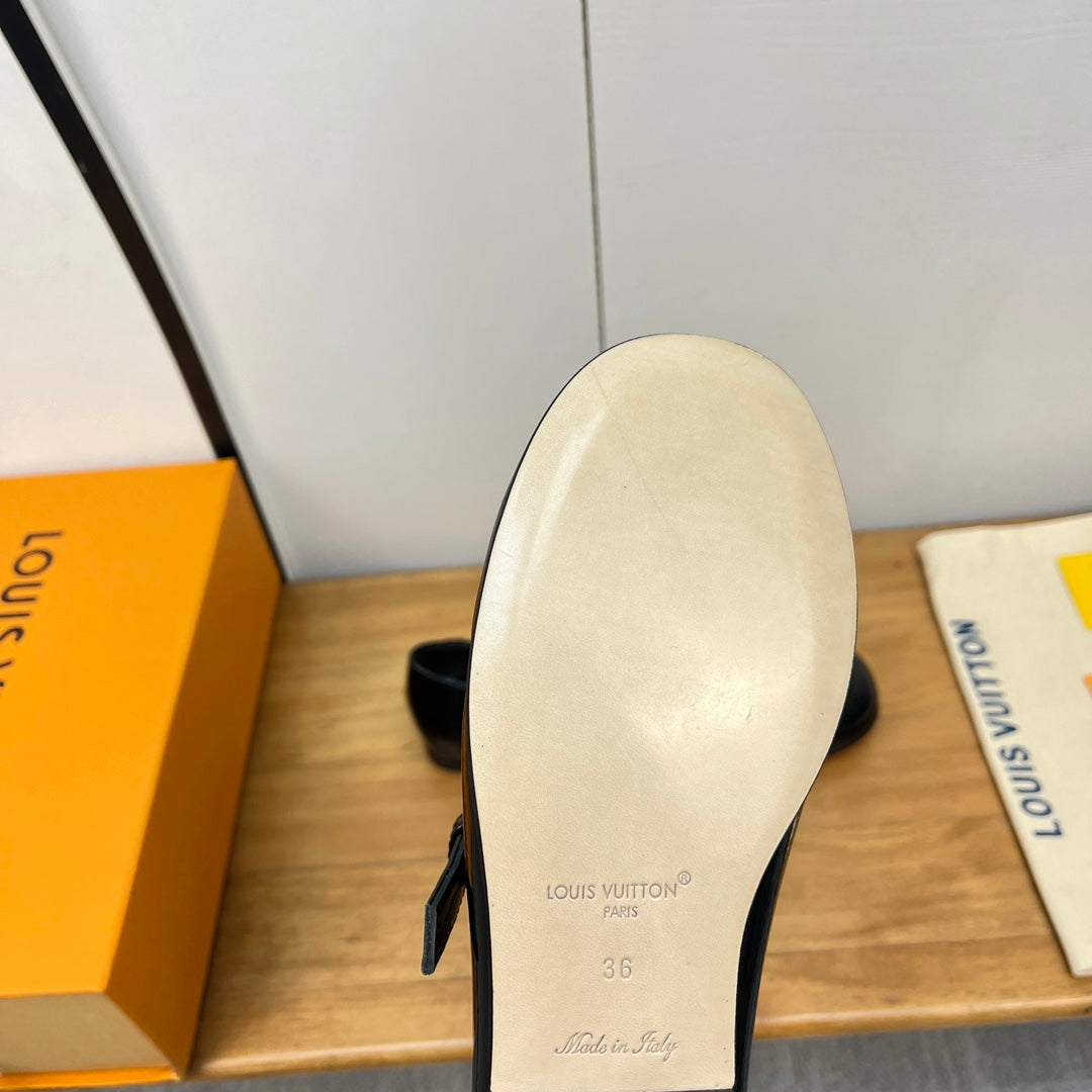 LV Soho Flat Mary Jane Black Calfskin