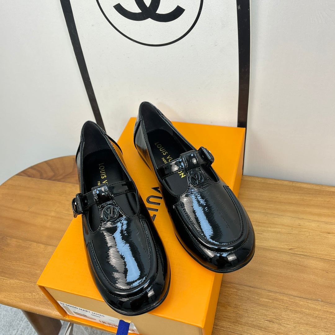 LV Soho Flat Mary Jane Black Calfskin