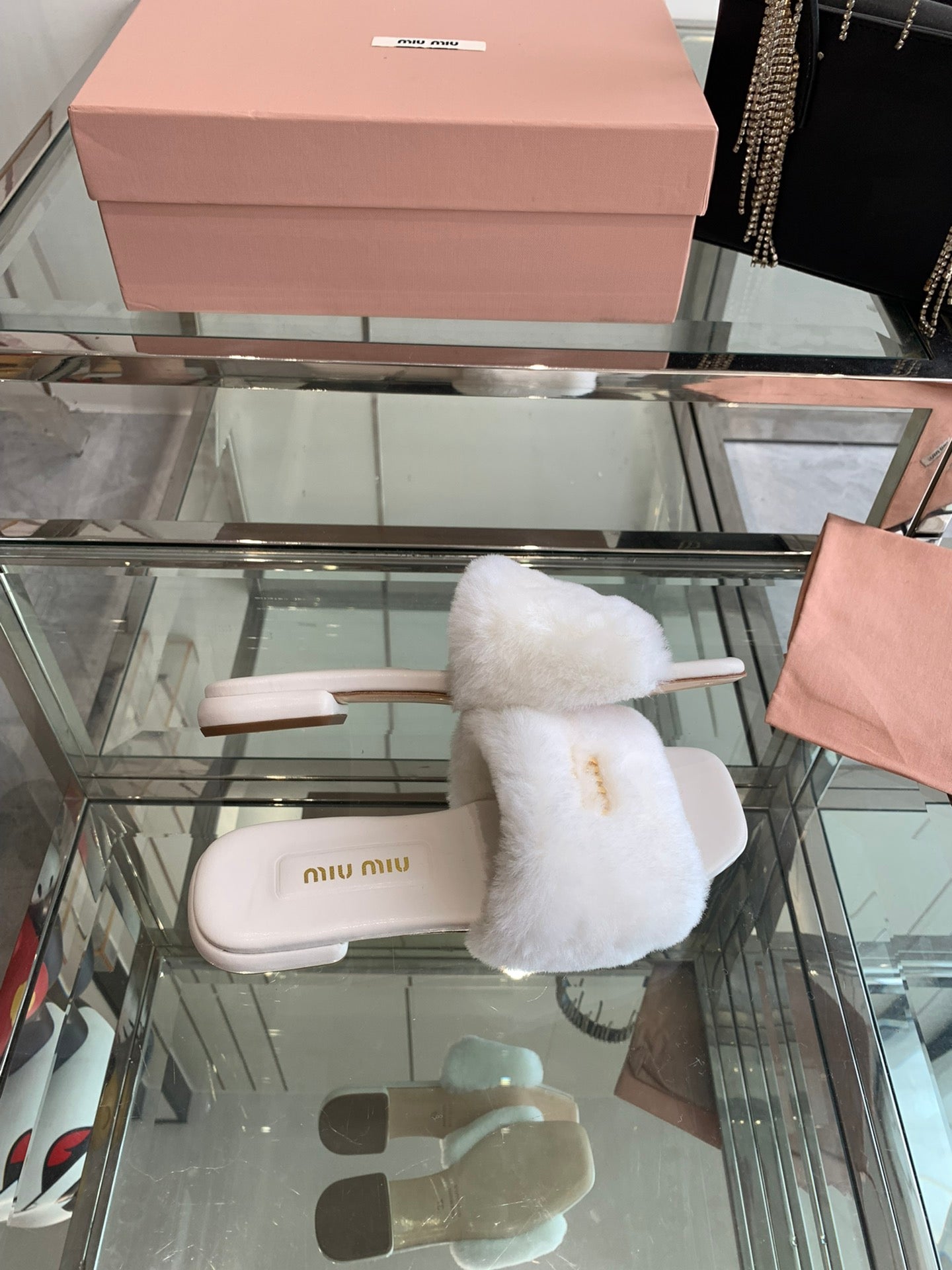 Miu Slippers White Super Soft Wool