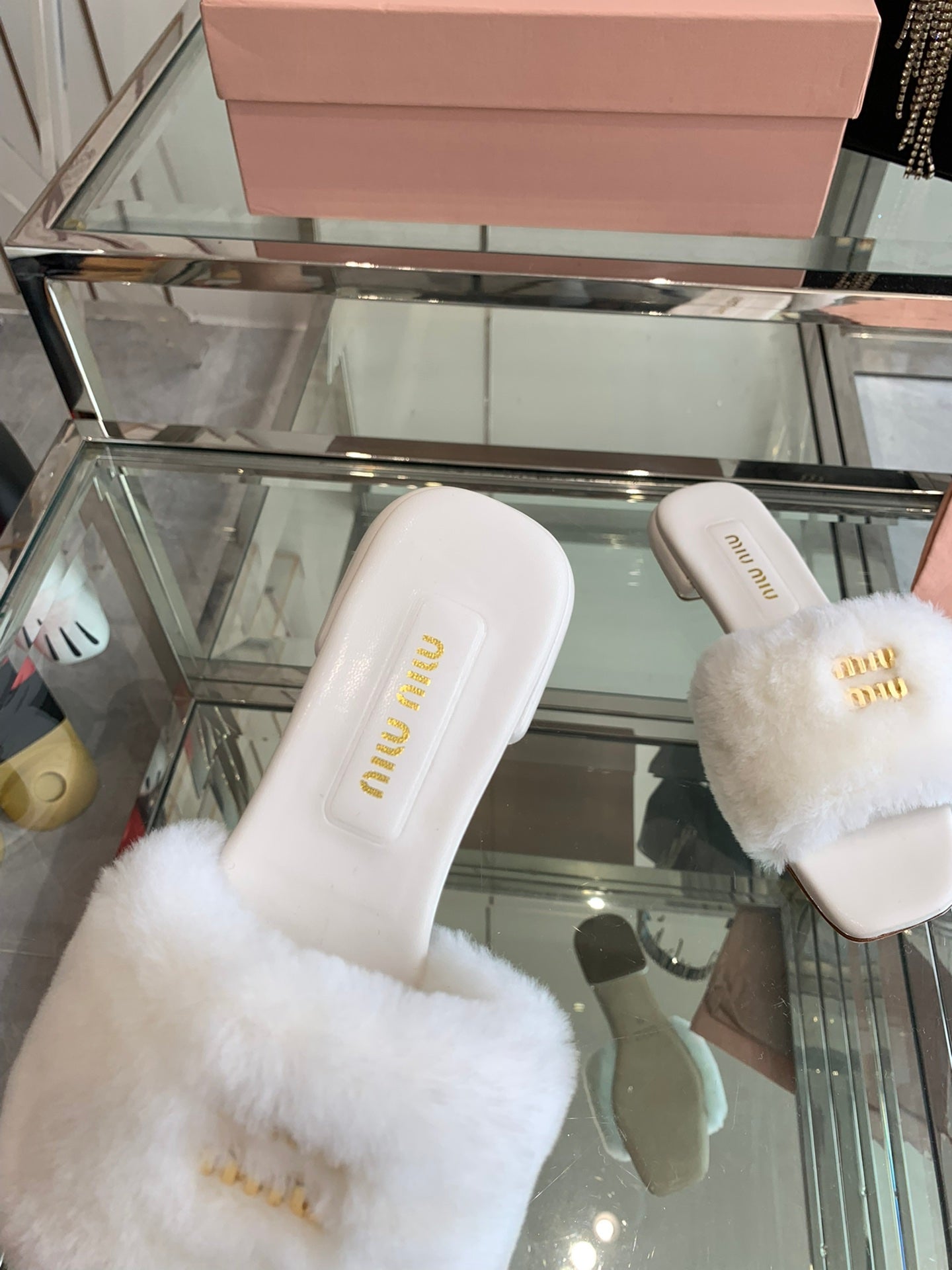 Miu Slippers White Super Soft Wool
