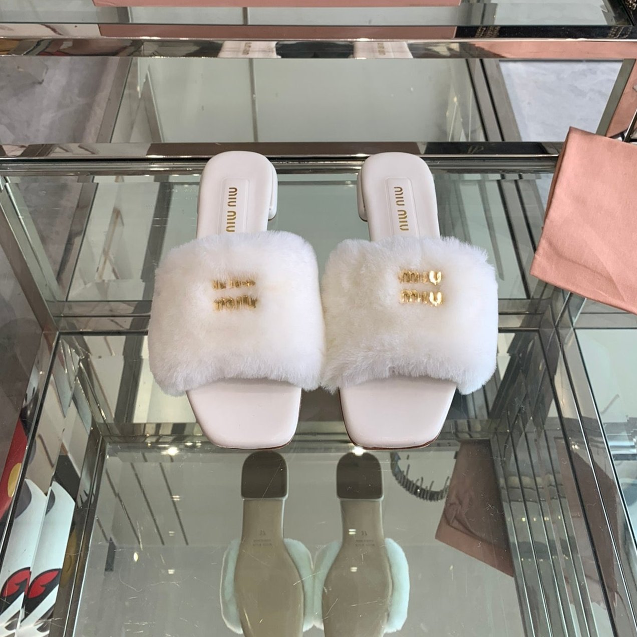 Miu Slippers White Super Soft Wool