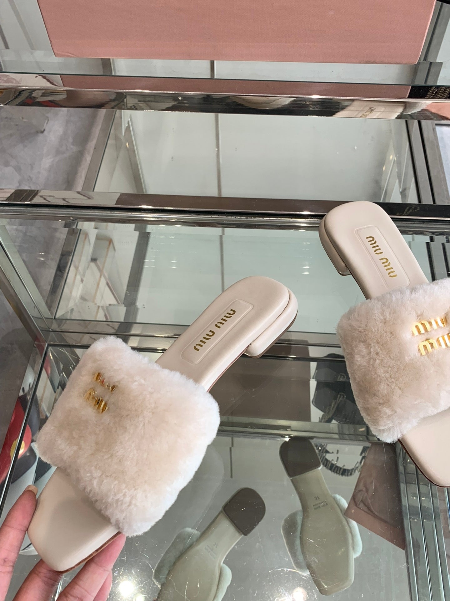 Miu Slippers Beige Super Soft Wool