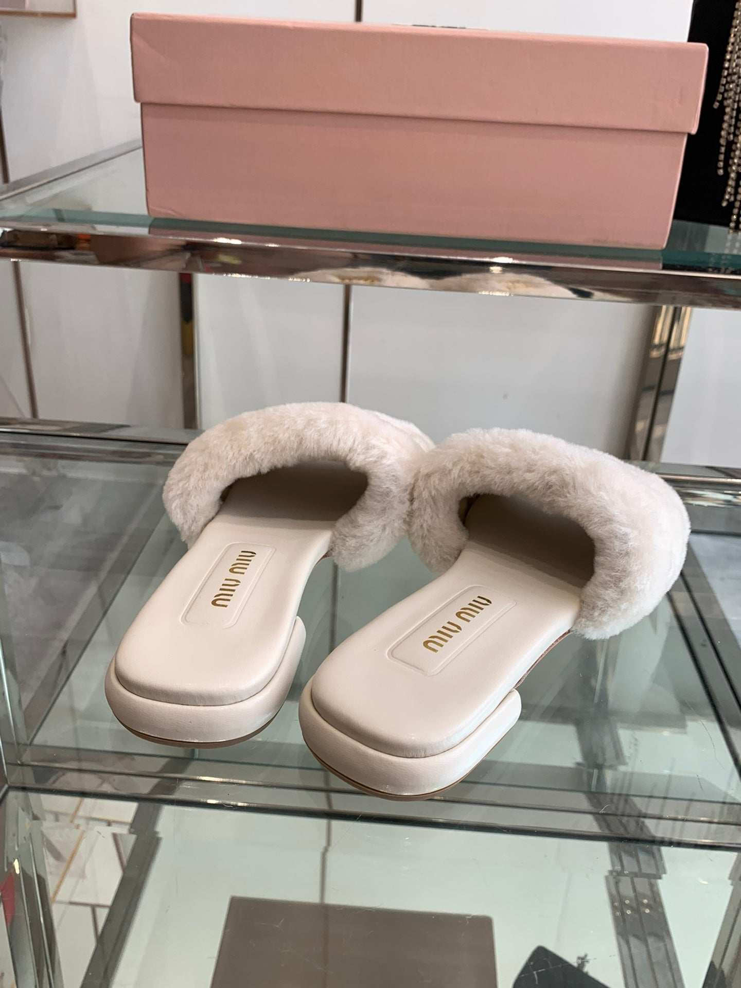 Miu Slippers Beige Super Soft Wool