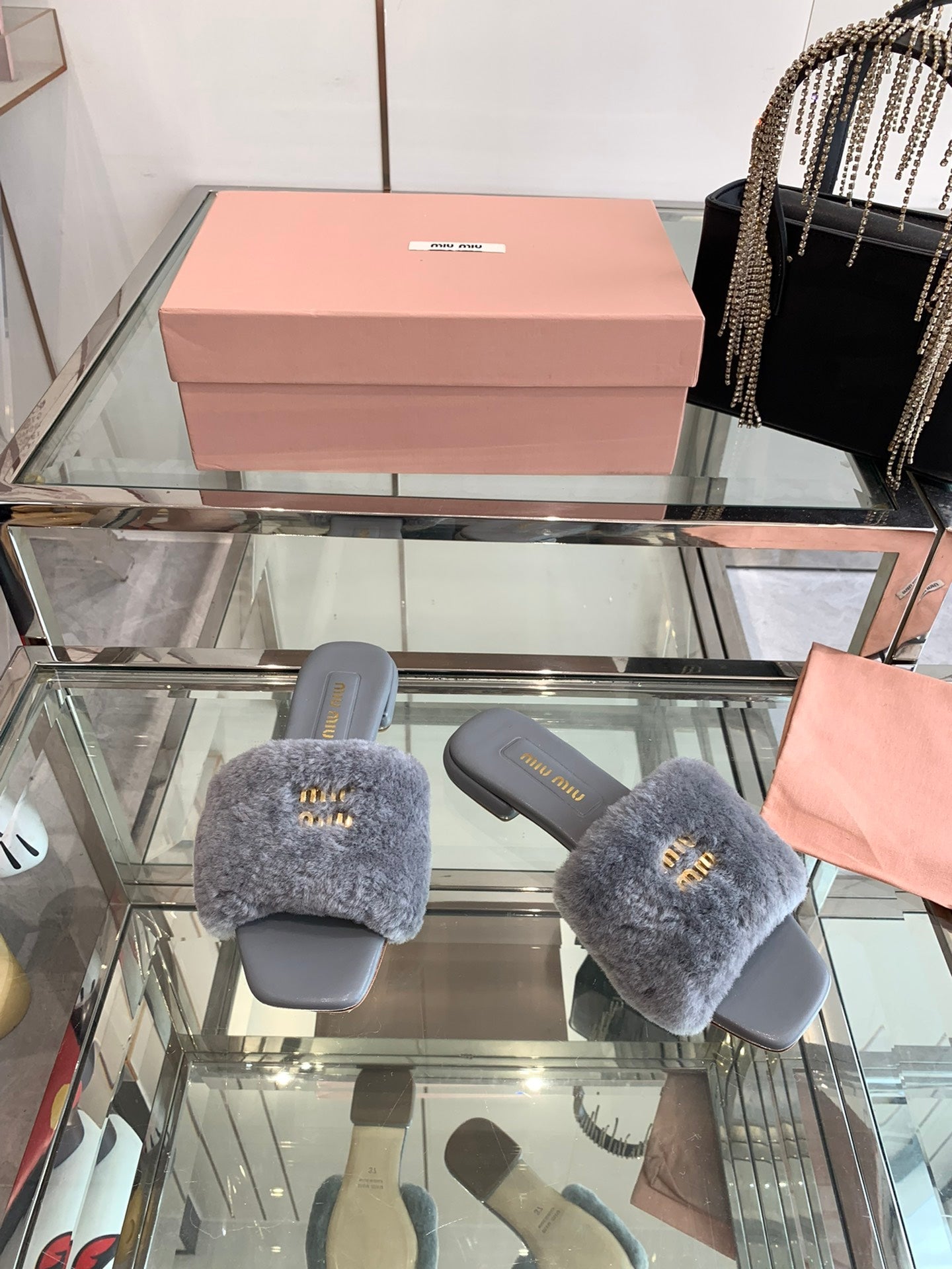 Miu Slippers Grey Super Soft Wool