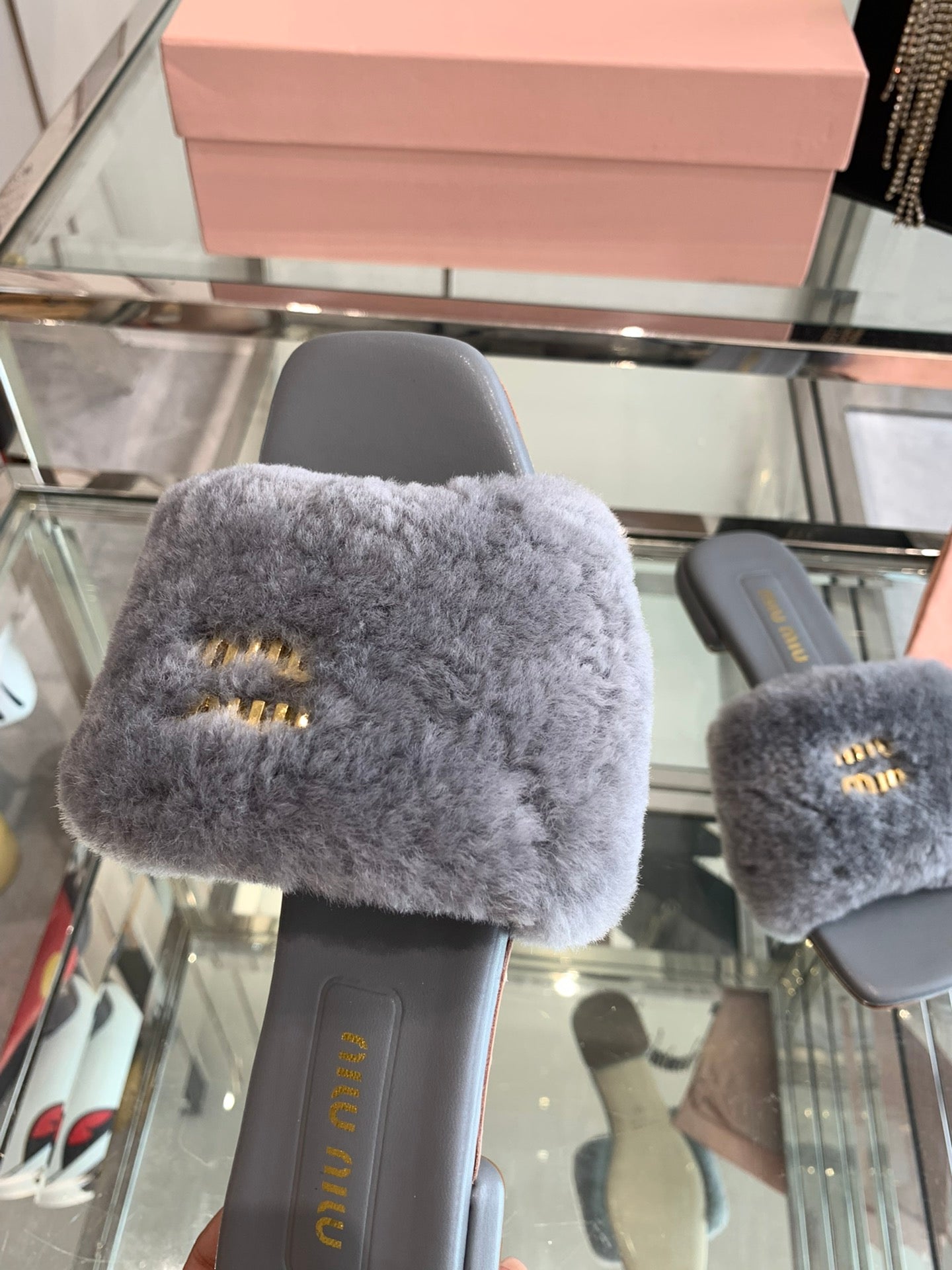 Miu Slippers Grey Super Soft Wool