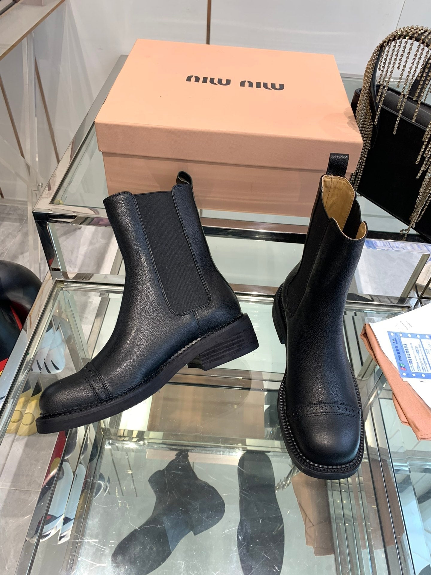 Miu short Boots Black Vegetable Blended Cowhide