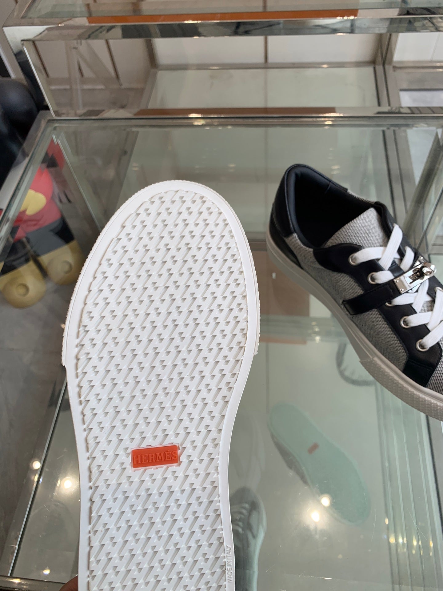 HM Day Sneaker Black Mix Gray Canvas Calfskin 291812