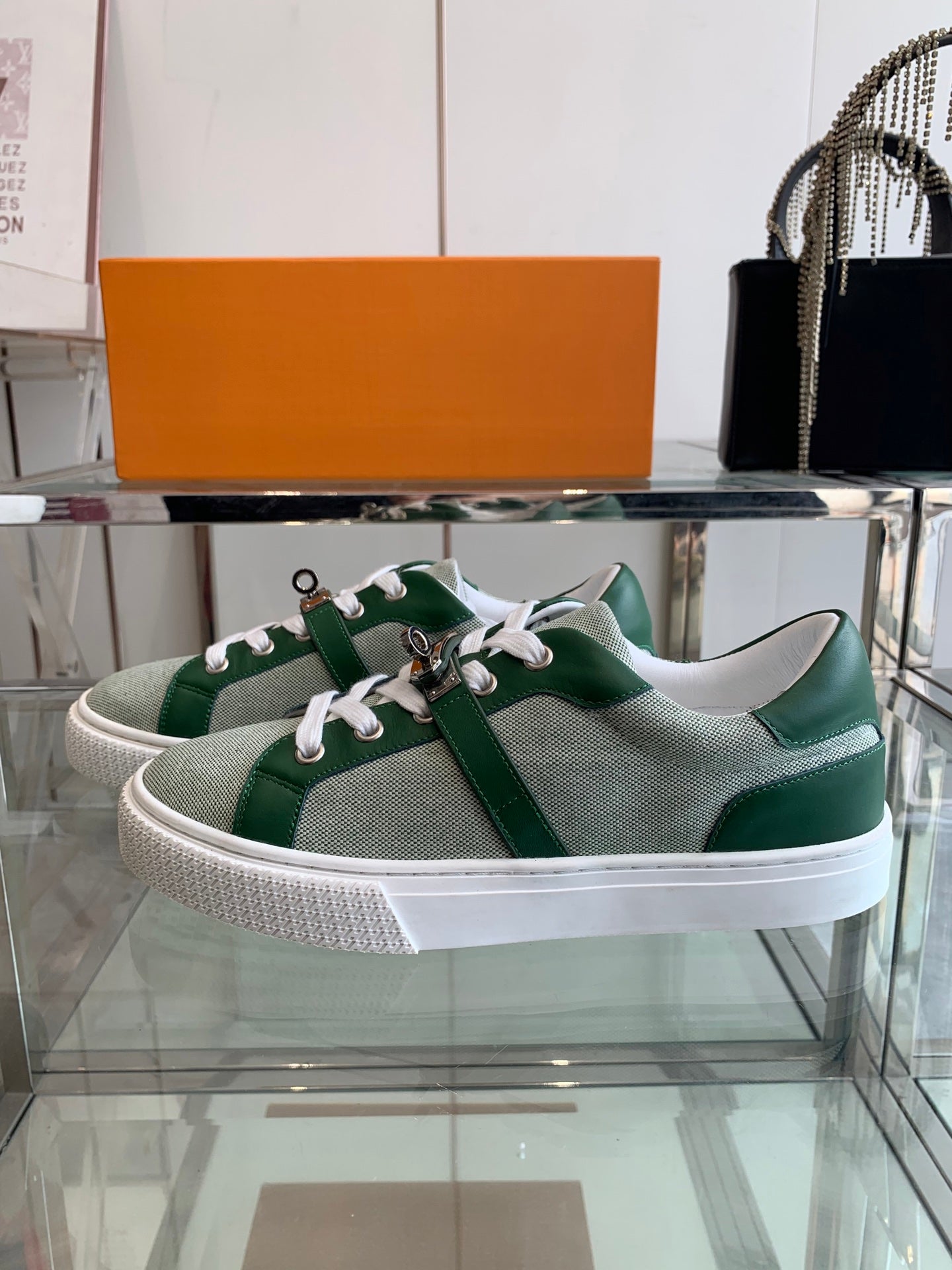 HM Day Sneaker Green Canvas Calfskin 291813