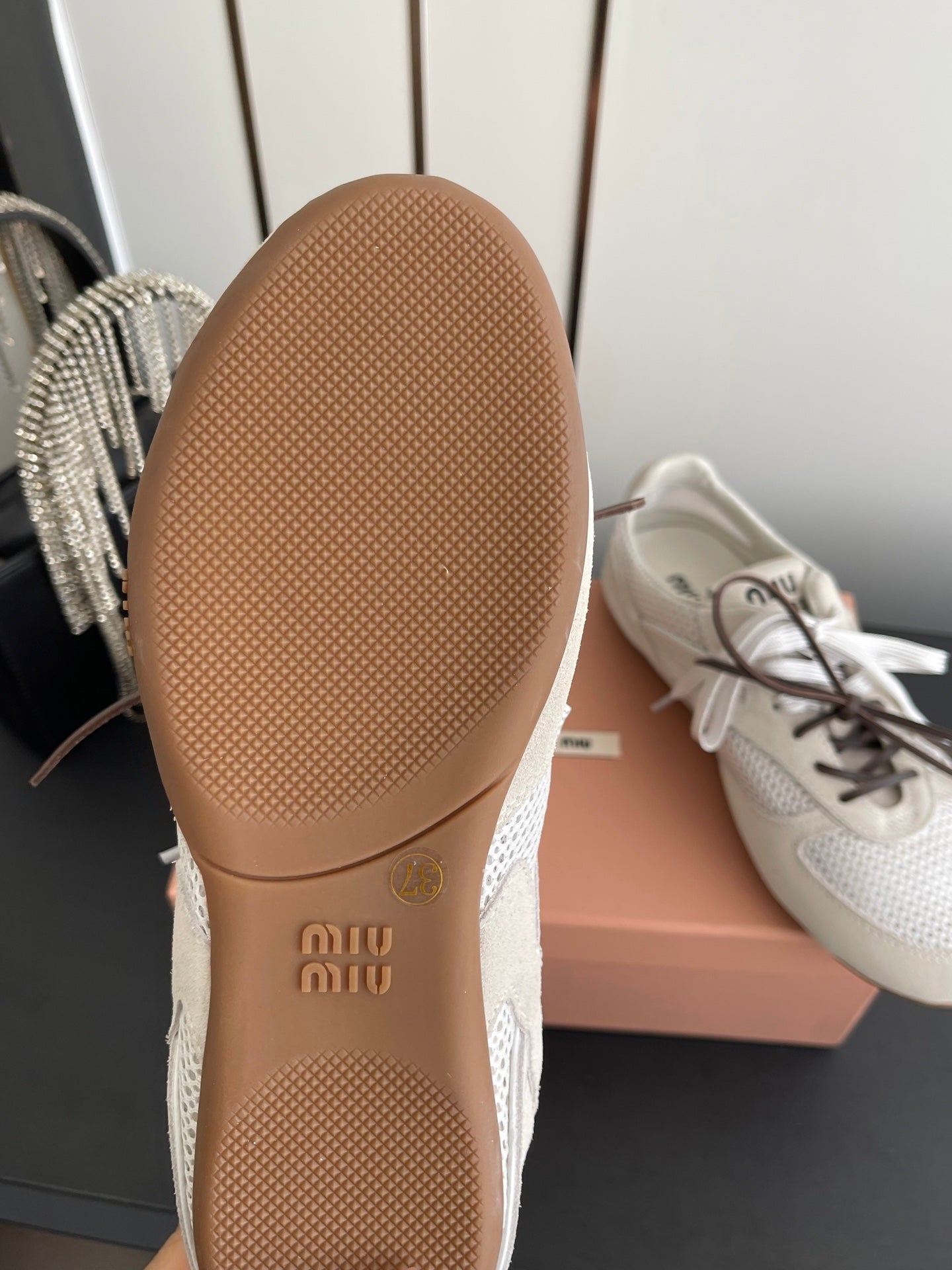 MIU 26 Casual Sneaker Light Beige Fabric Suede 631631