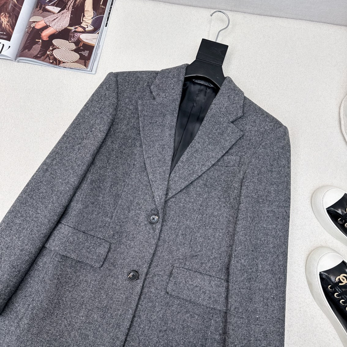 Miu Miu 25 Suit Jacket Gray Polyester Wool
