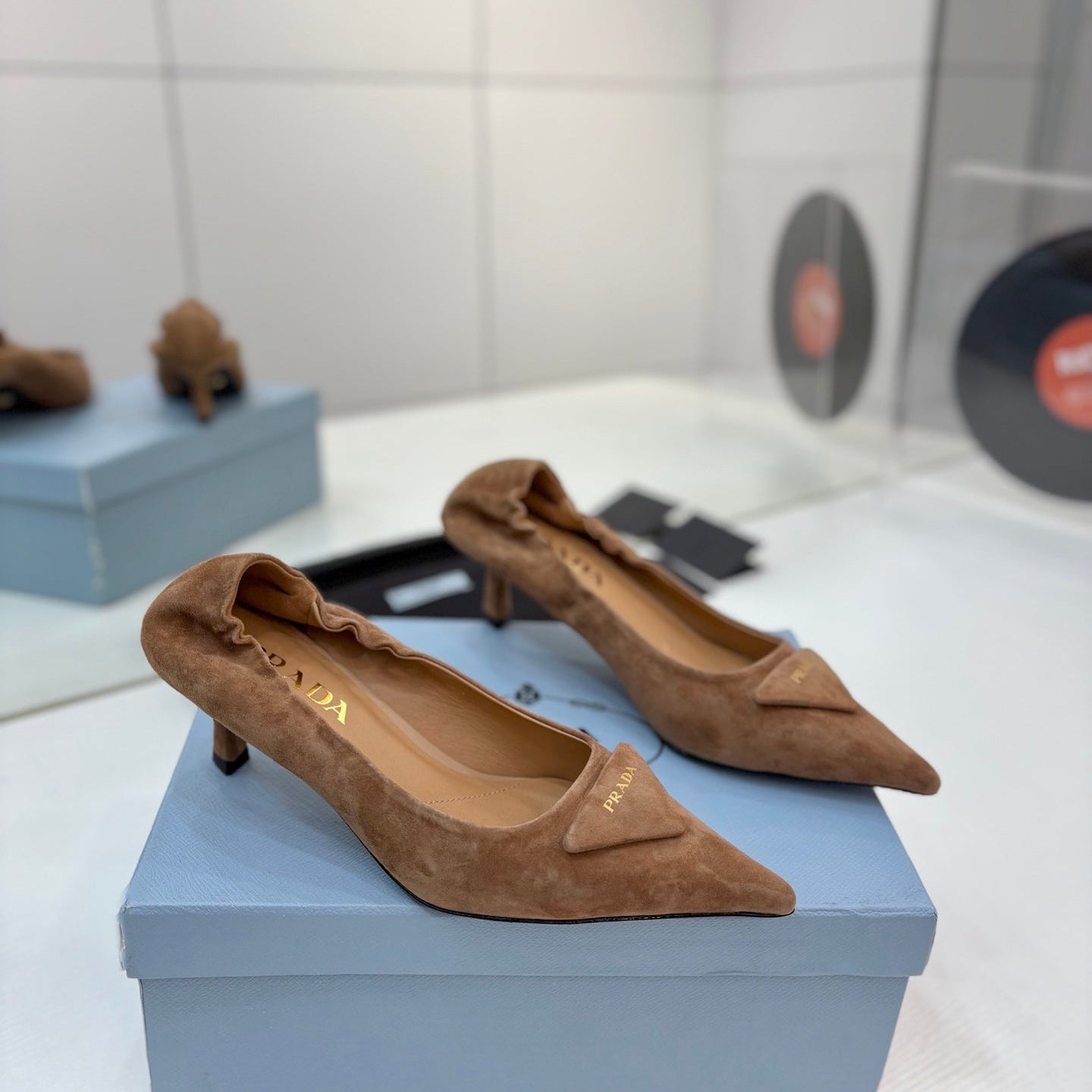 PRA 26S Pointed Toe High Heels 55 Brown Suede 627133