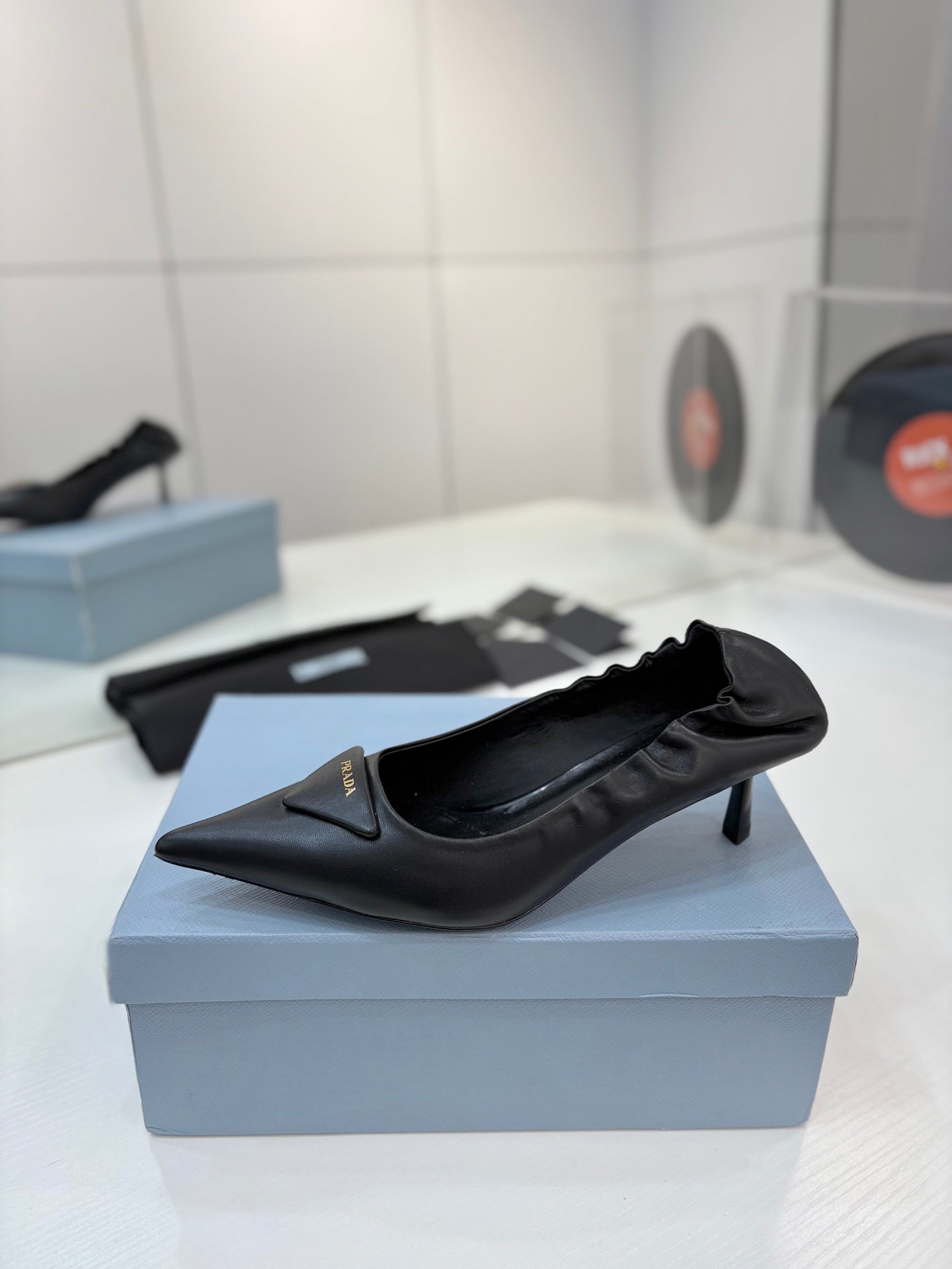 PRA 26S Pointed Toe High Heels 55 Black Cowhide 627135