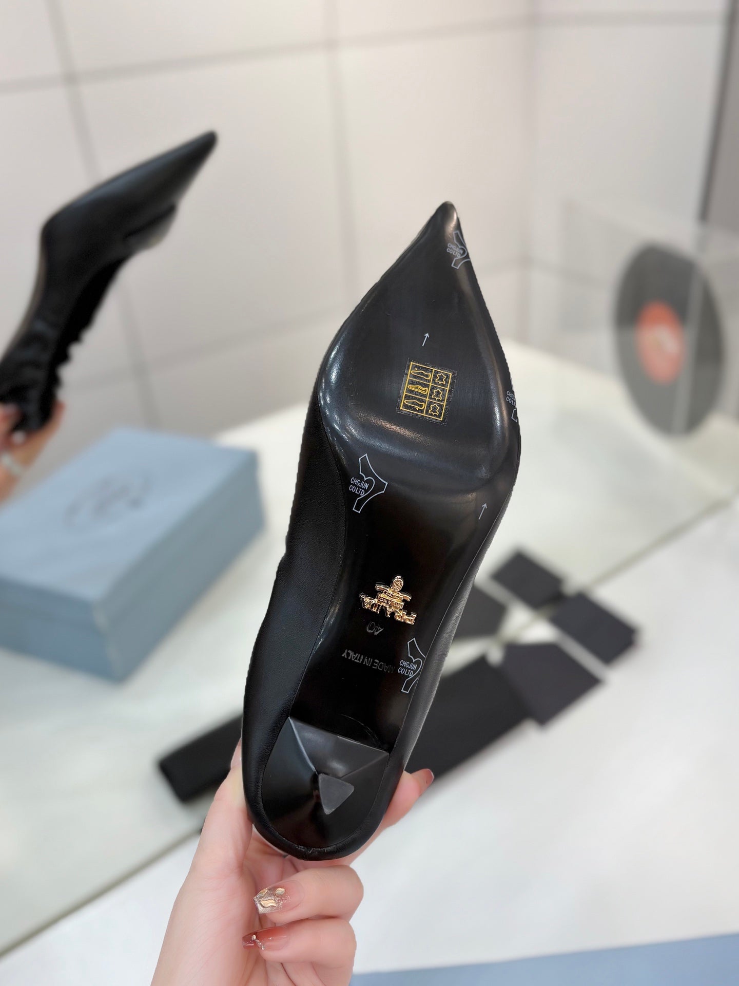 PRA 26S Pointed Toe High Heels 55 Black Cowhide 627135