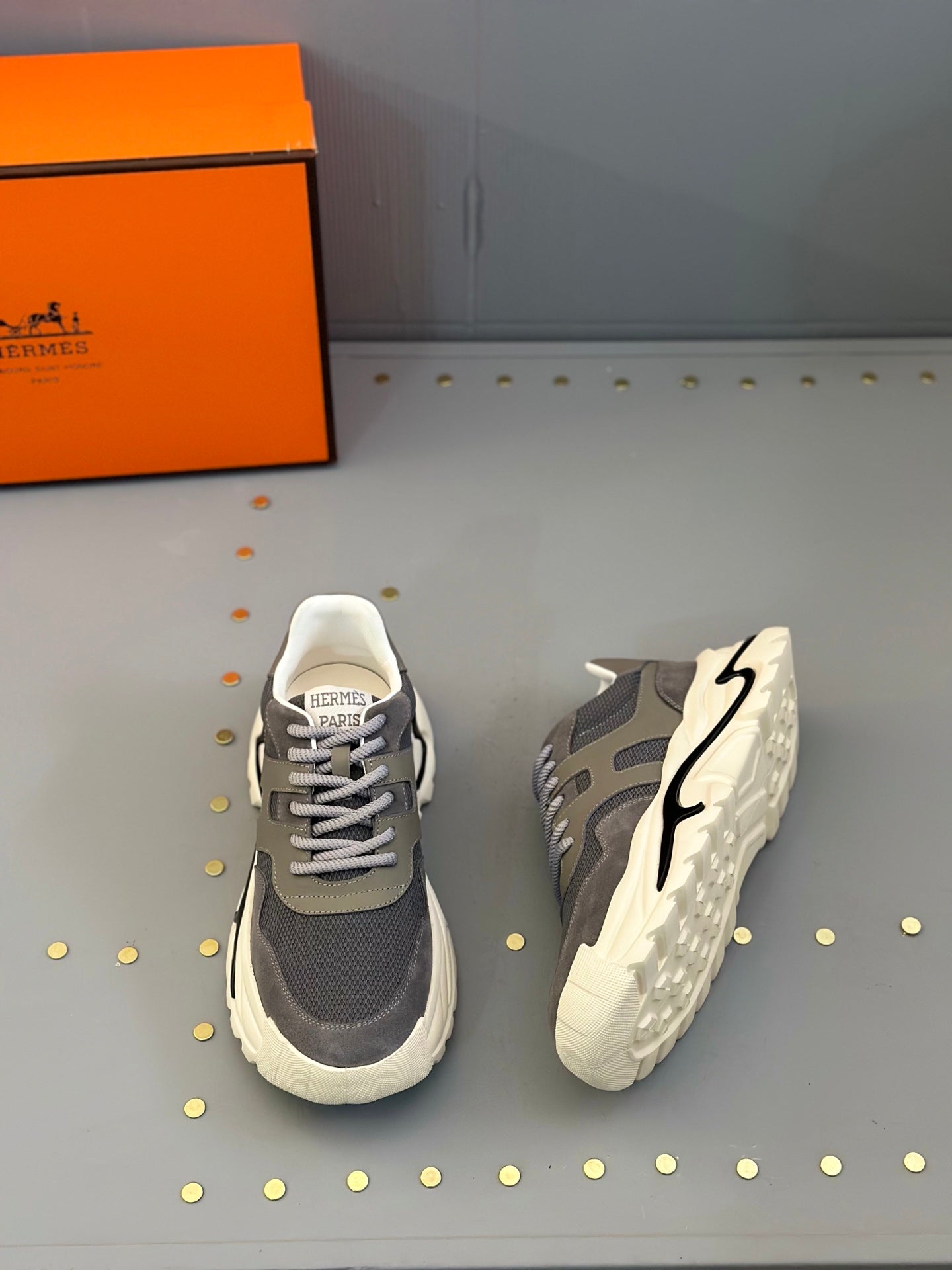 HM Men's Sneaker Grey Mesh Calfskin 541265