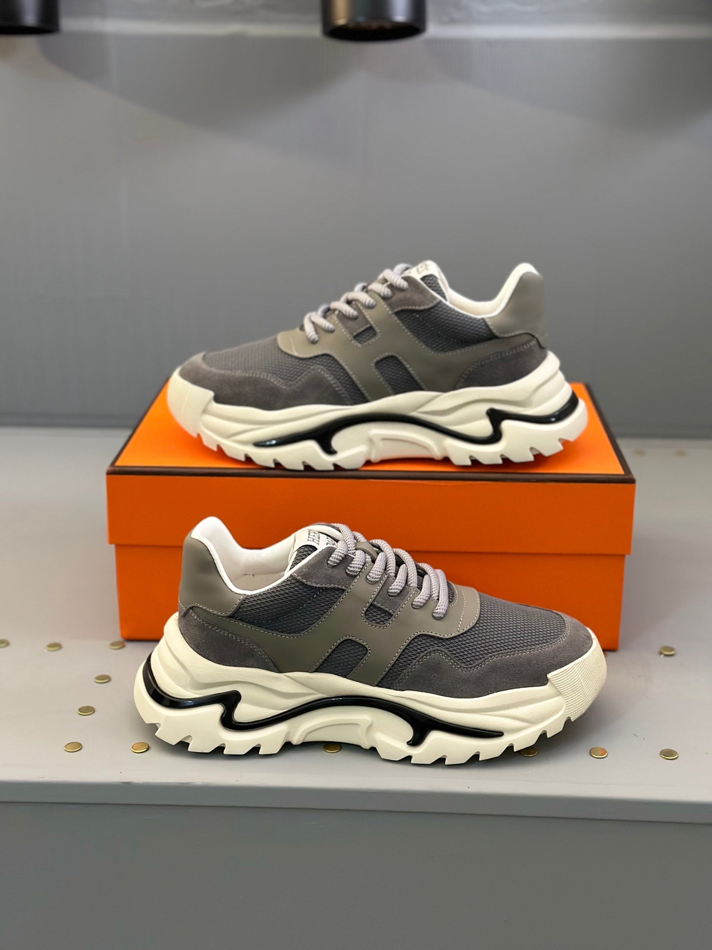 HM Men's Sneaker Grey Mesh Calfskin 541265