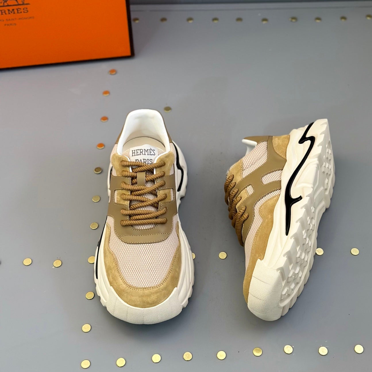 HM Men's Sneaker Moss Green Mesh Calfskin 541266