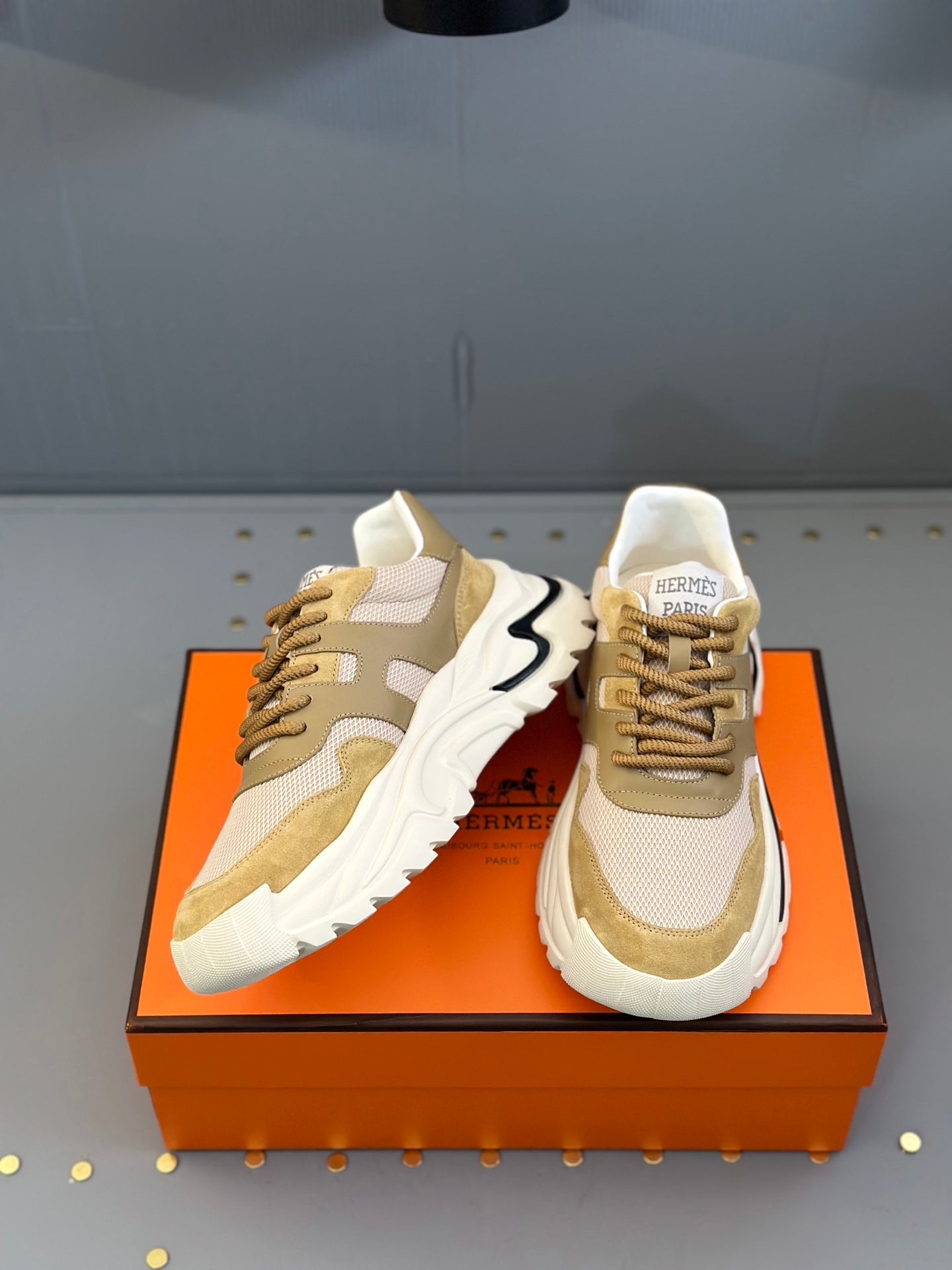 HM Men's Sneaker Moss Green Mesh Calfskin 541266