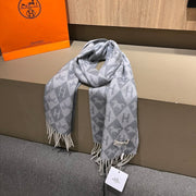 Scarf Cashmere 180 CM In Grey Blue Fine Wool  290424