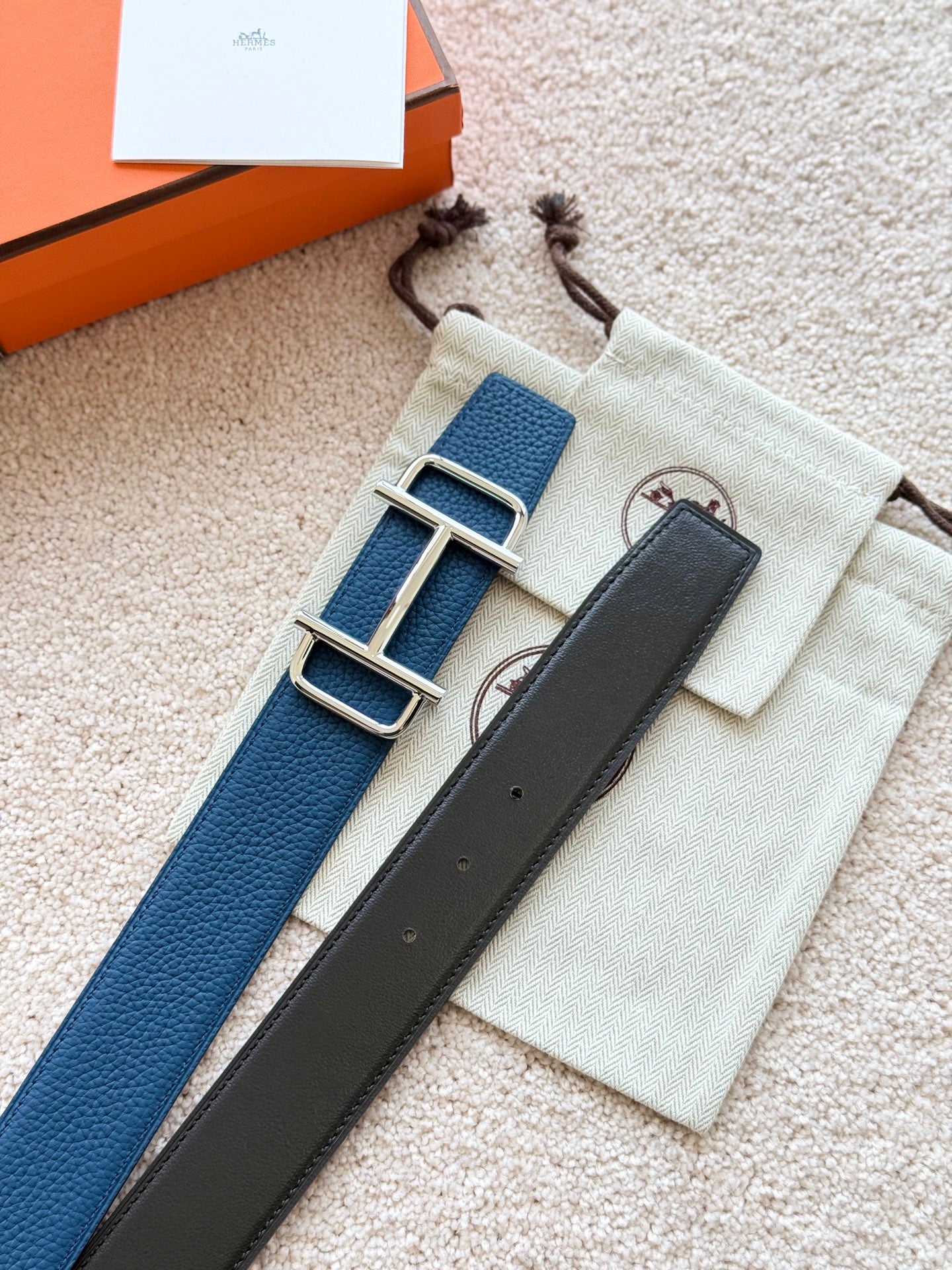 HM Royal Buckle Belt 38mm Prussian blue Leather 187520