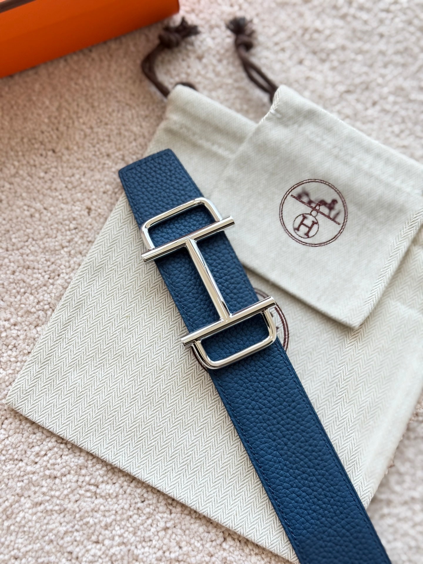 HM Royal Buckle Belt 38mm Prussian blue Leather 187520