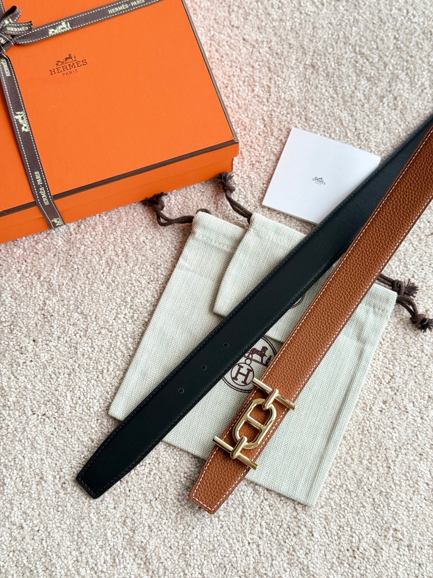 HM Ancre Buckle Belt 32mm Brown Leather 187516