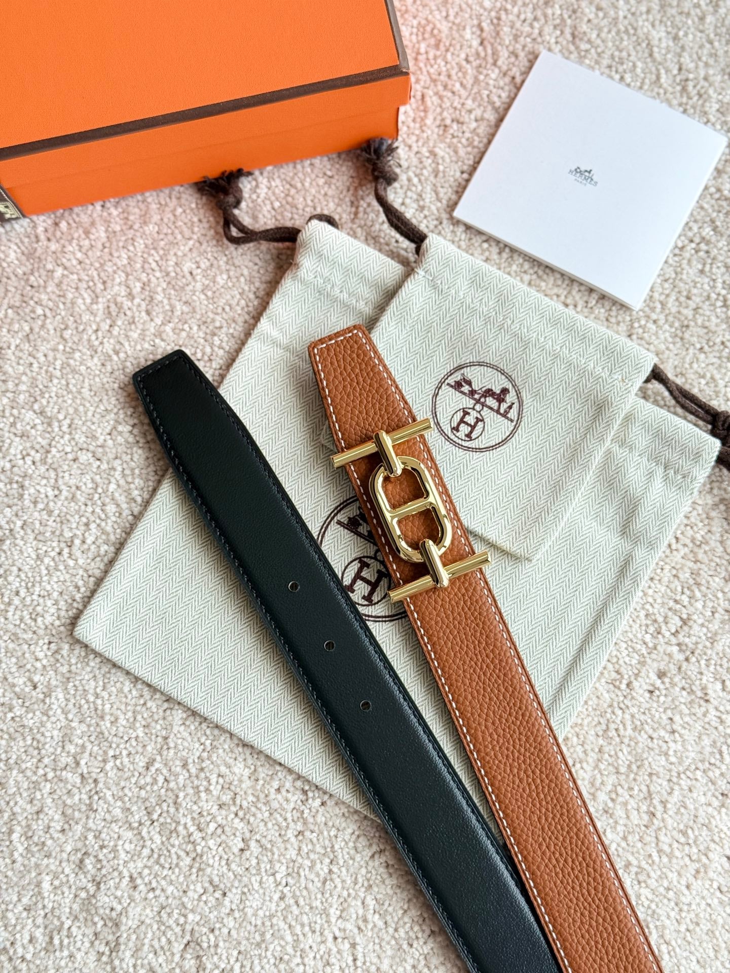 HM Ancre Buckle Belt 32mm Brown Leather 187516