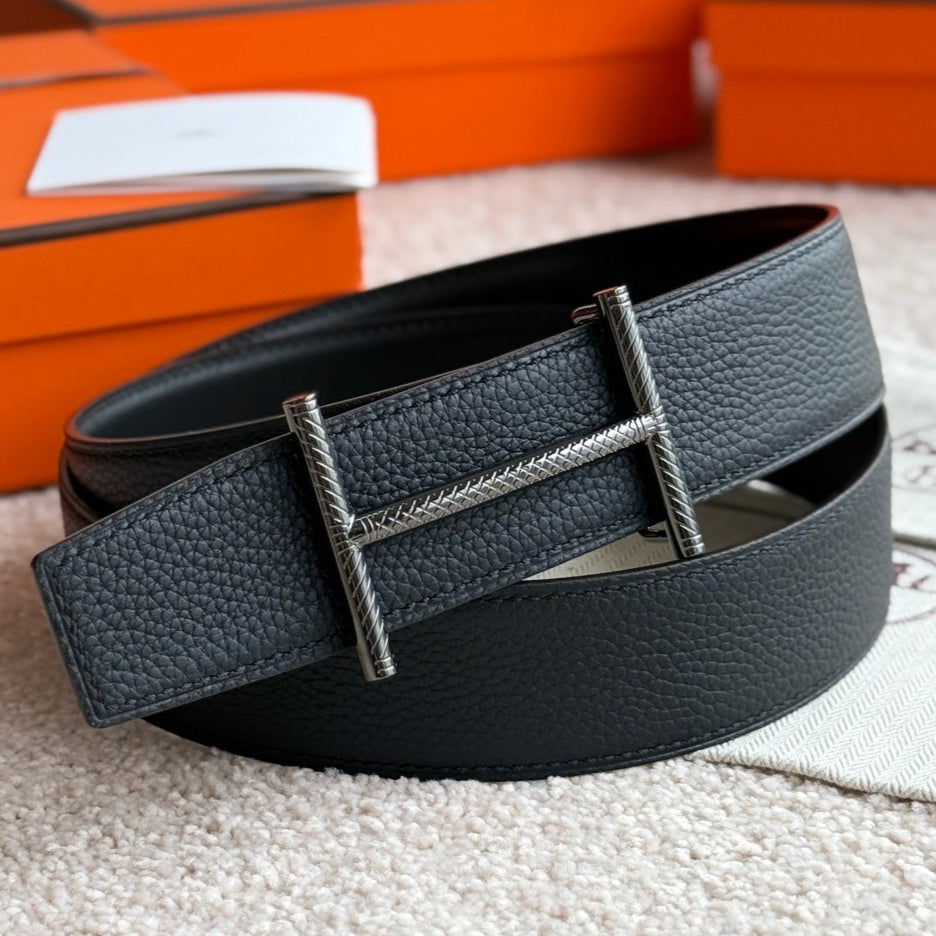 HM Hisseo Buckle Belt 38mm Black Calfskin 187505