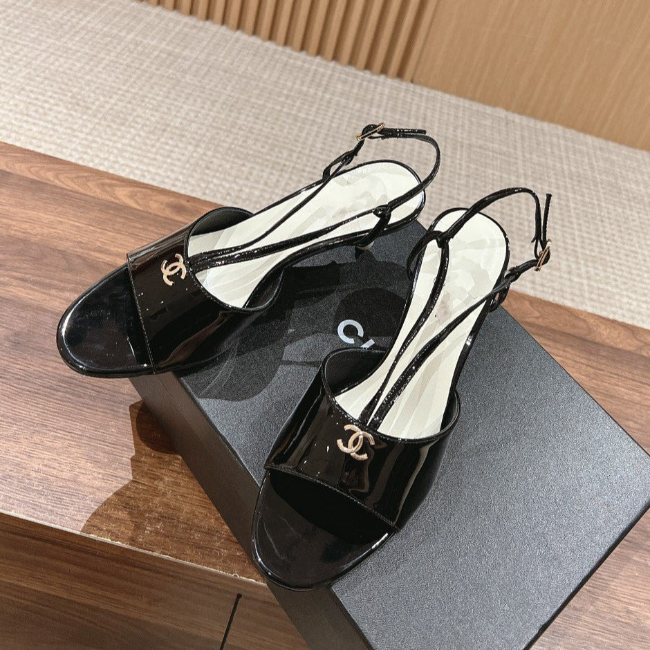 high heel 70 sandals black white patent calfskin