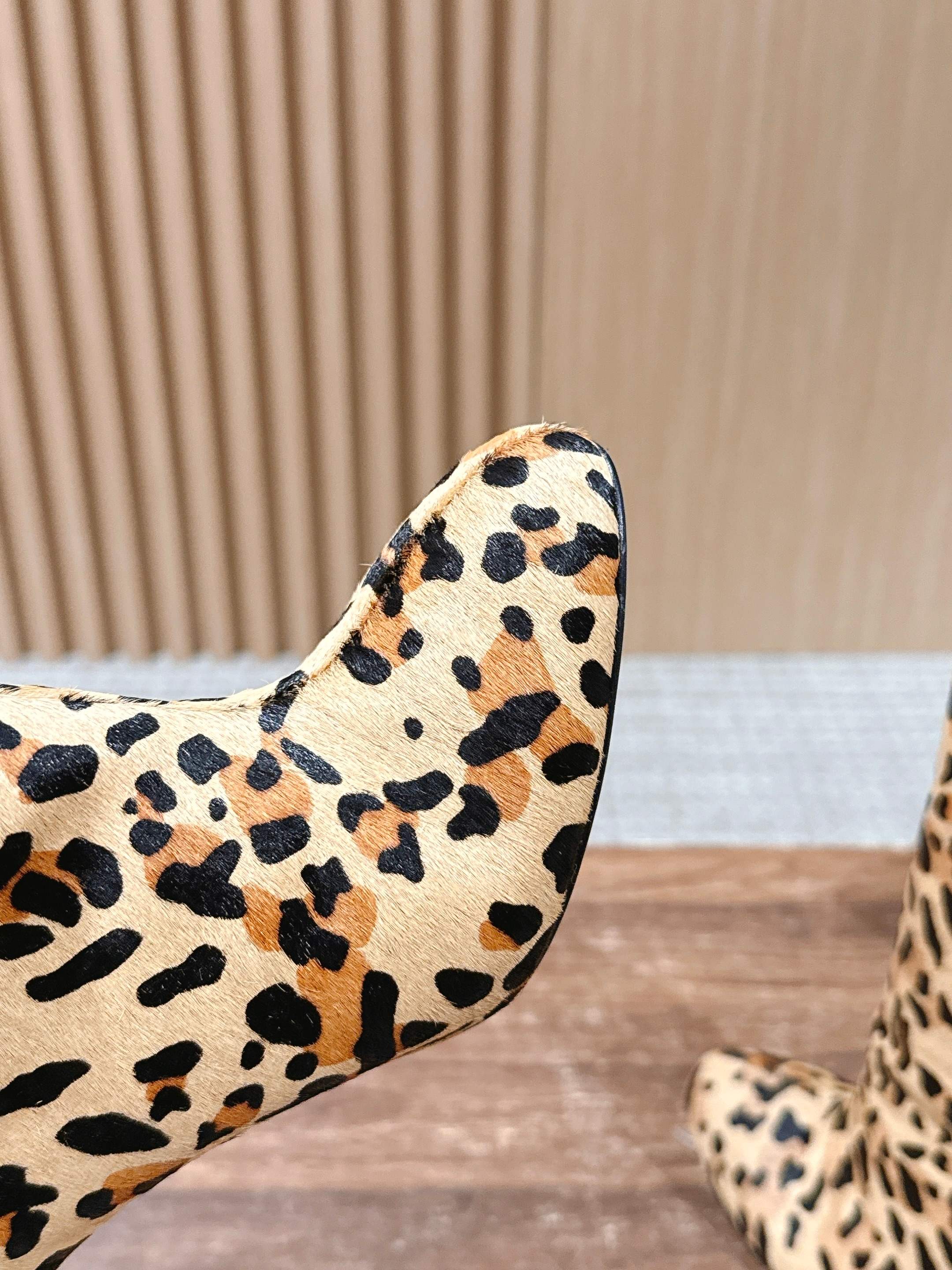 ALAIA high-heeled short boots leopard print velvet 386014