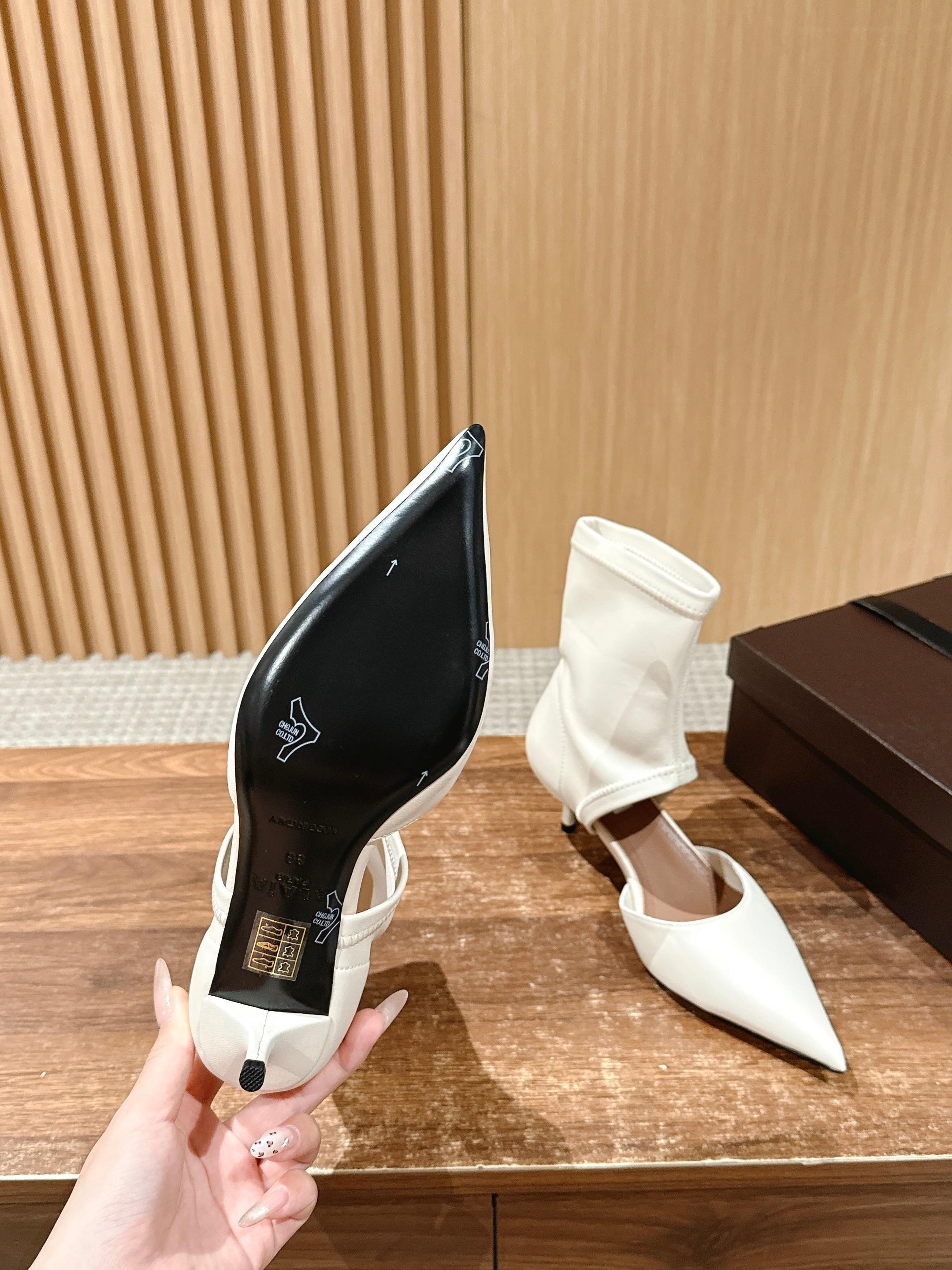 ALAIA ankle boots white leather  386021