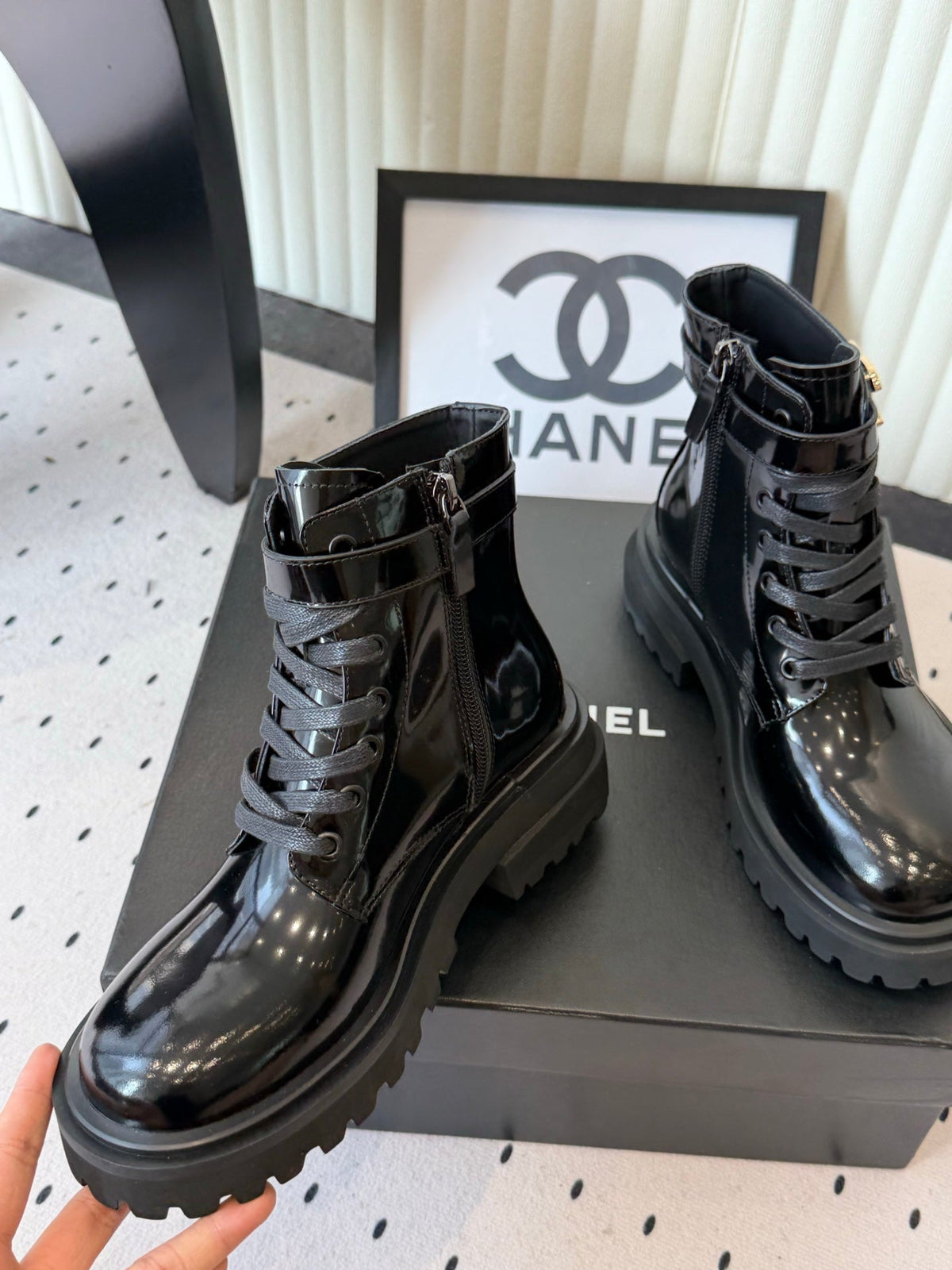 Chanel 2026 Lace Up Combat Boots Suede Leather 189927