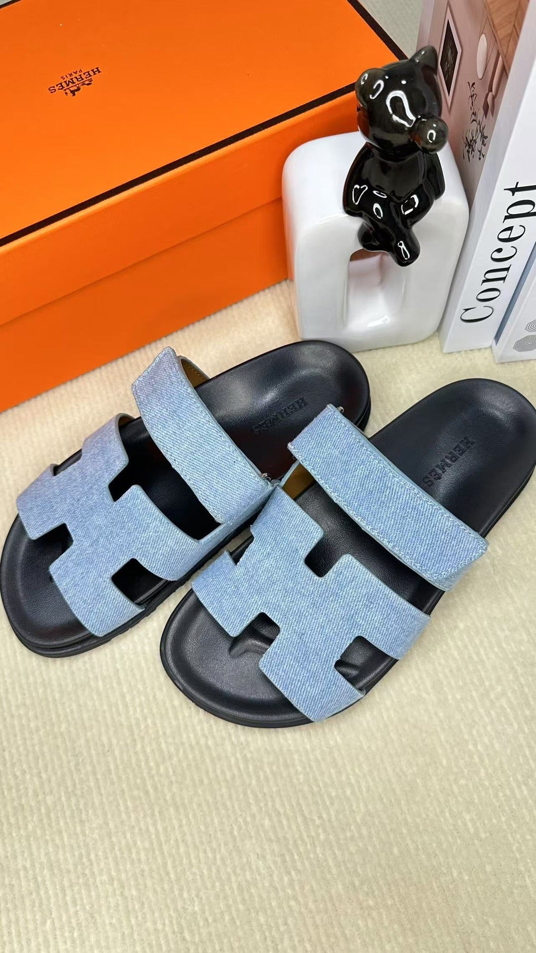 HM Men's Chypre Slide Blue Denim Cowhide 540212