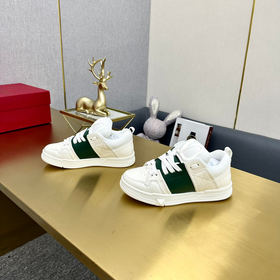 One Stud Sneaker Garavani Calfskin Fabric Dark Green White