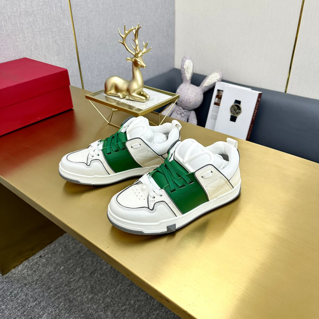 One Stud Sneaker Garavani Calfskin Fabric Green White