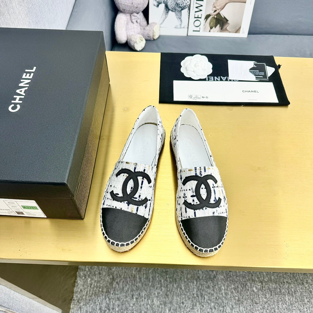 espadrilles white black canvas