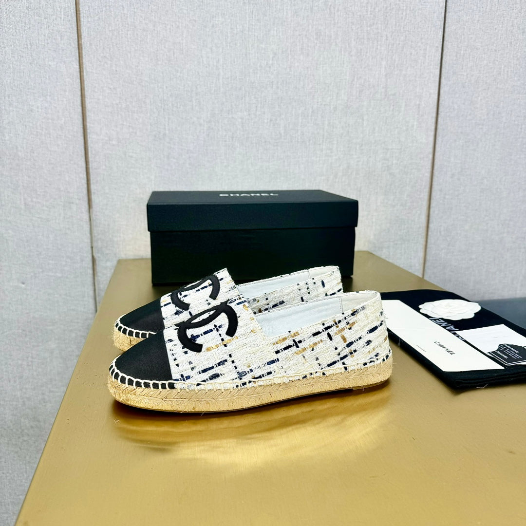 espadrilles white black canvas