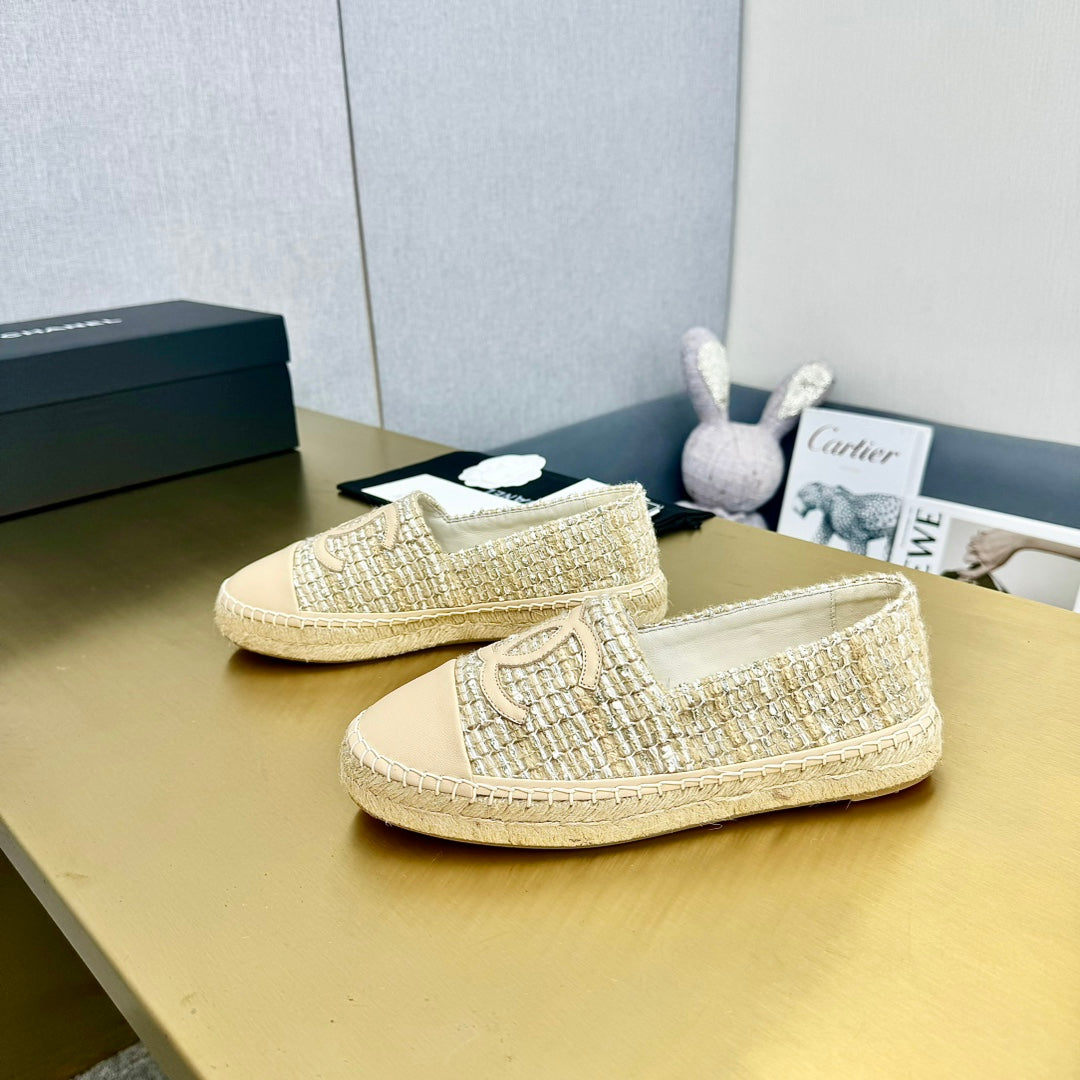 espadrilles beige raffia calfskin