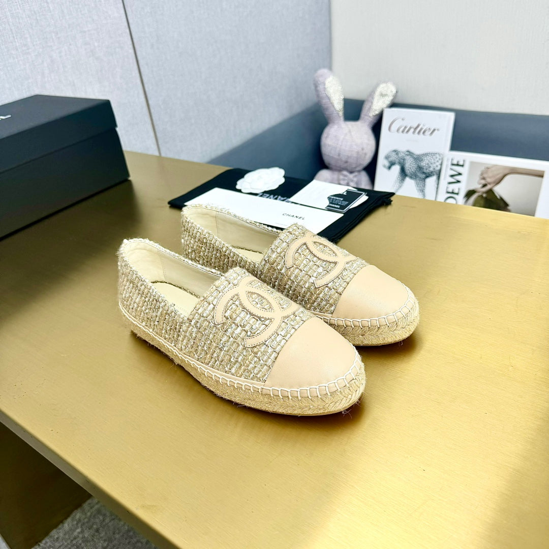 espadrilles beige raffia calfskin