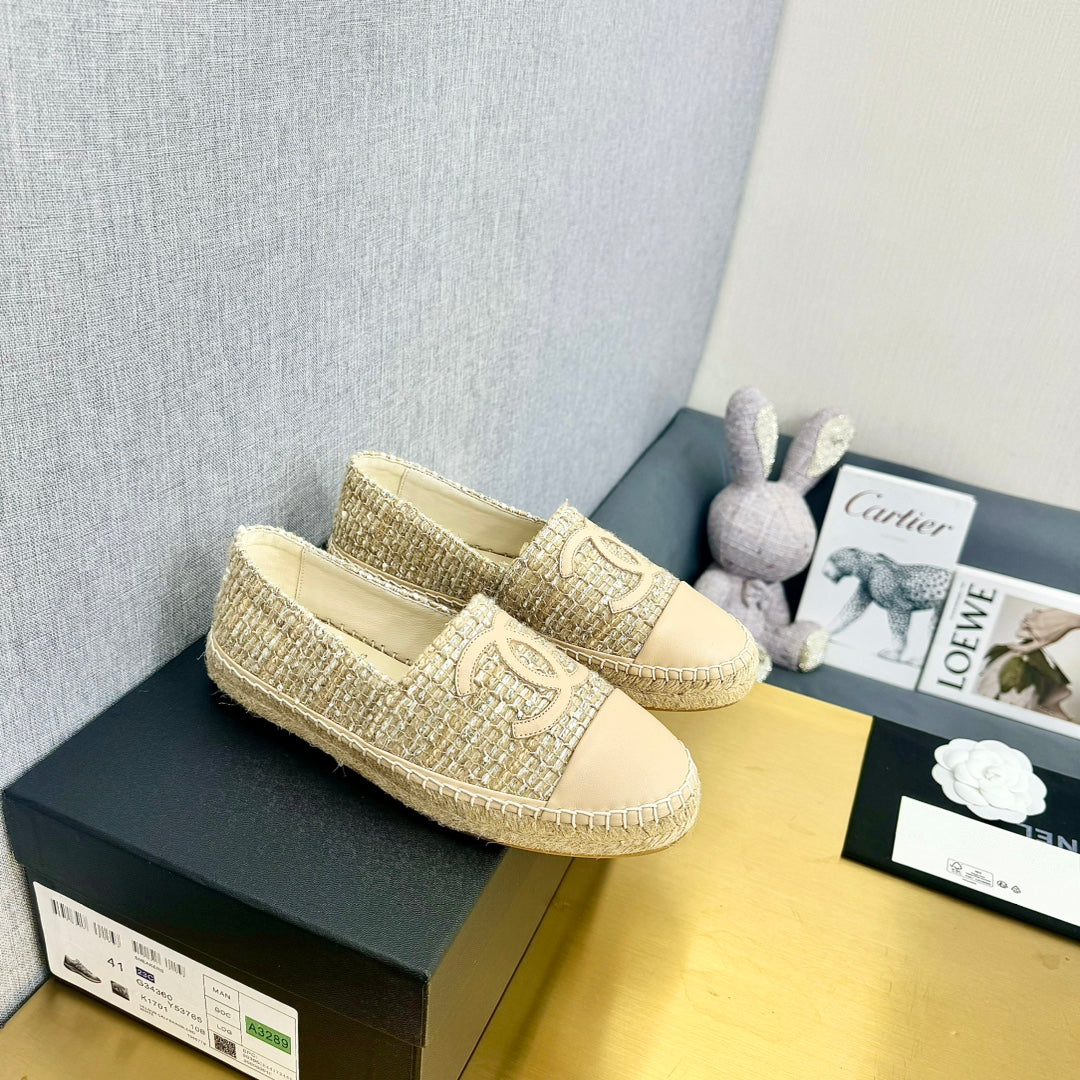 espadrilles beige raffia calfskin