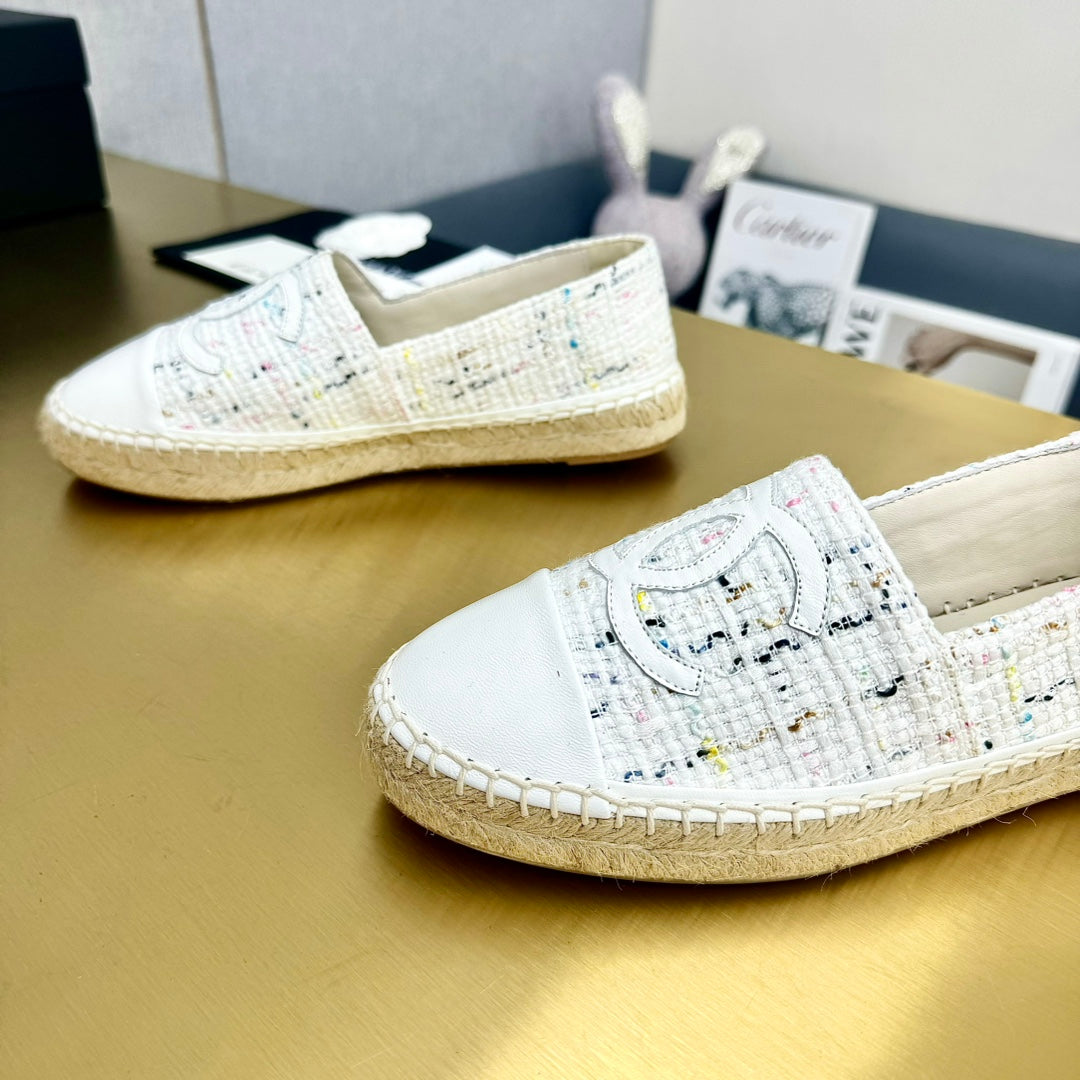 espadrilles white fabric calfskin